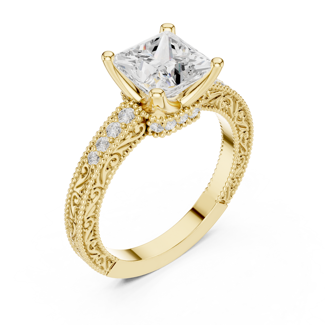 Gold Timeless Splendor Regal Engagement Ring Right View