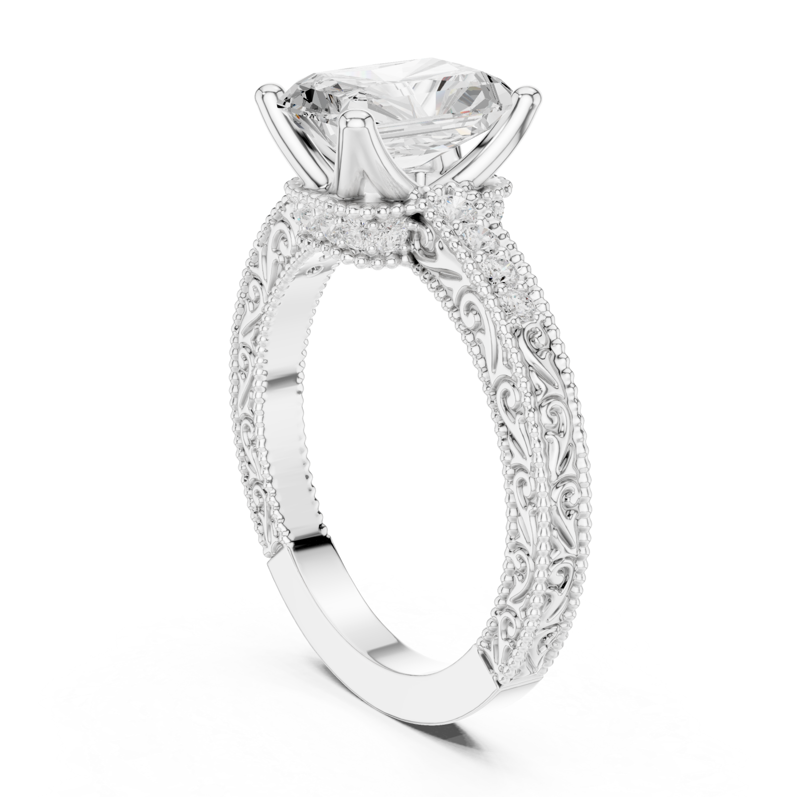  White Gold Whispered Lace Embrace Band Left View