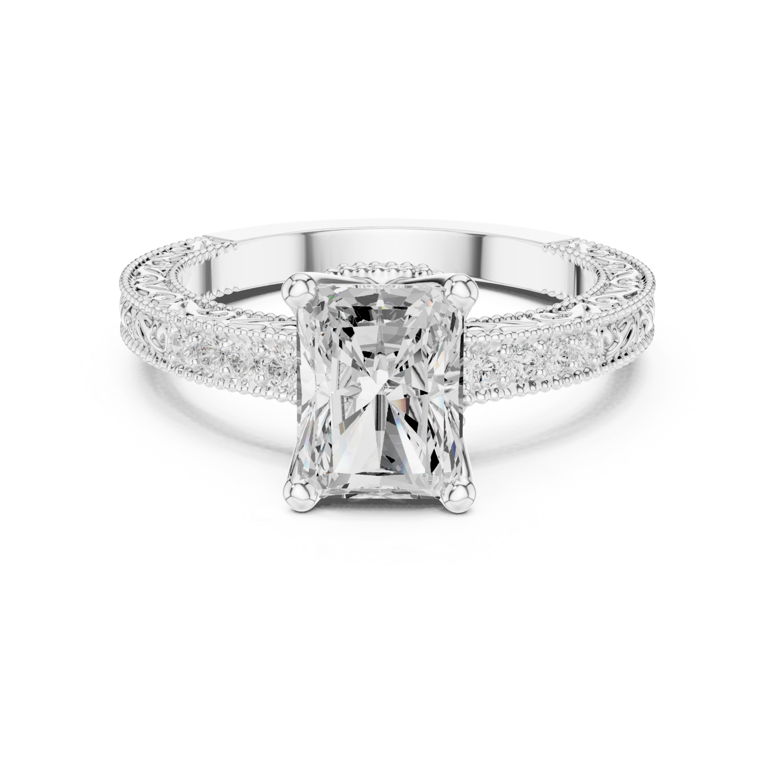  White Gold Whispered Lace Embrace Band Front View