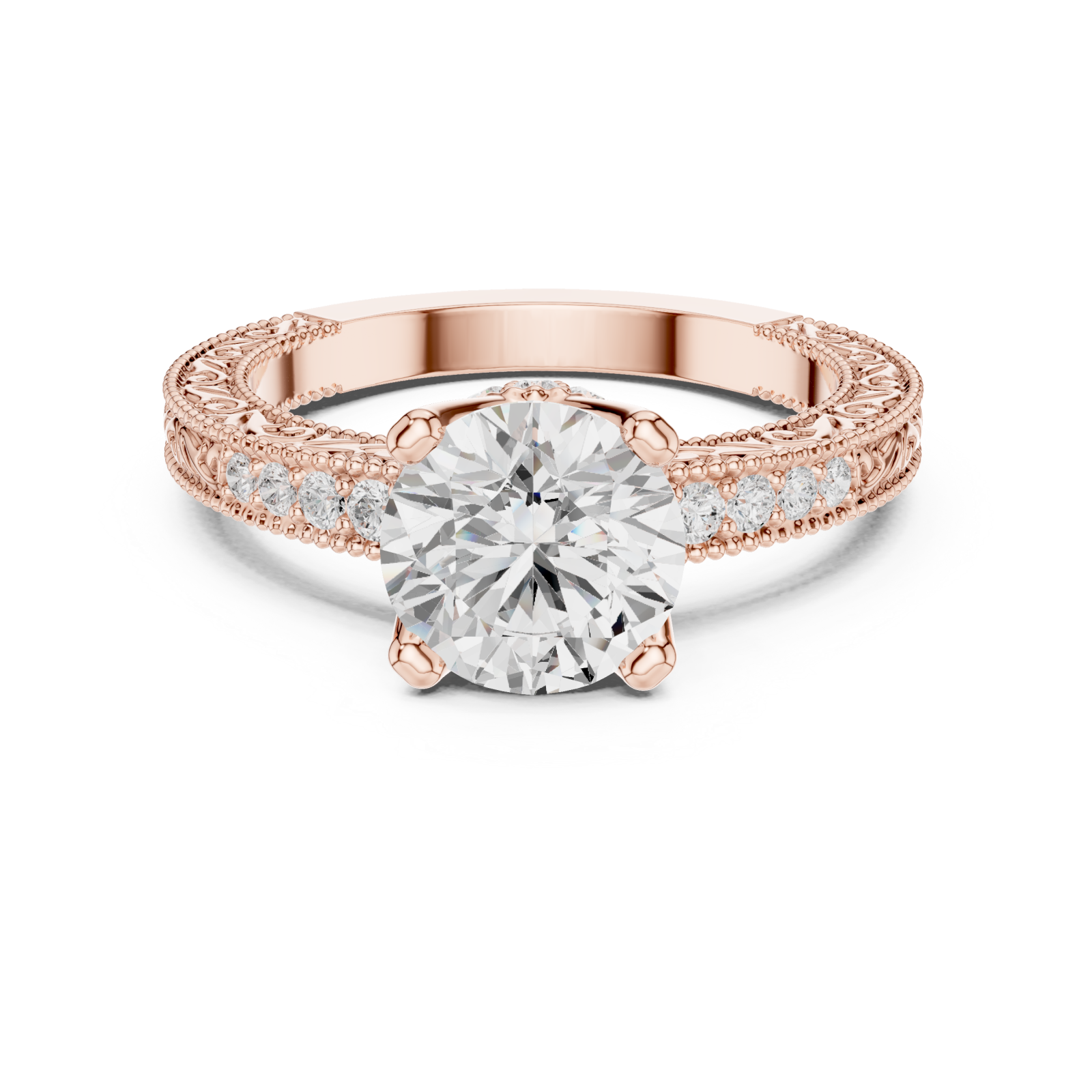  Rose Gold Eternal Lacework Heritage Band Front View