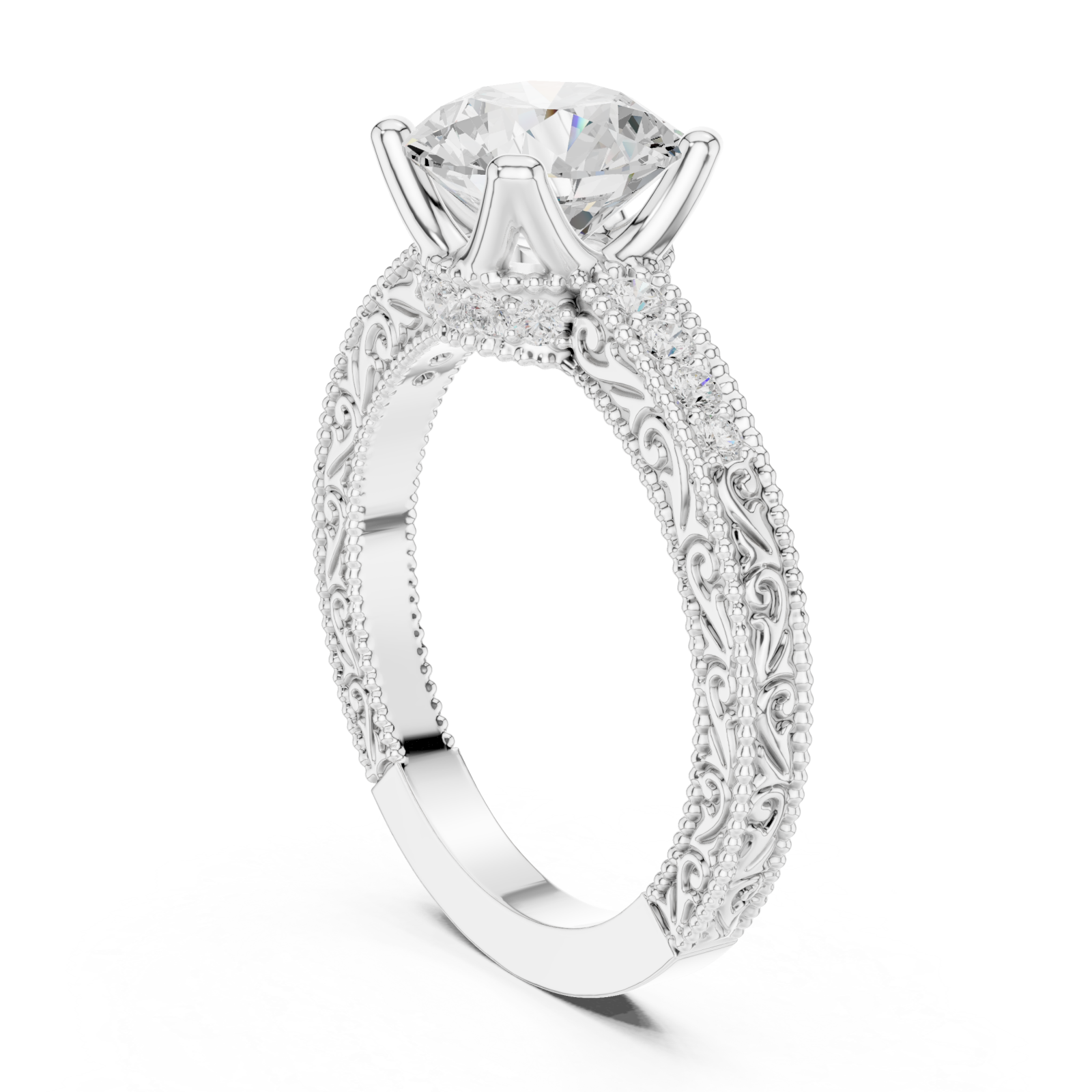  White Gold Eternal Lacework Heritage Band Left View