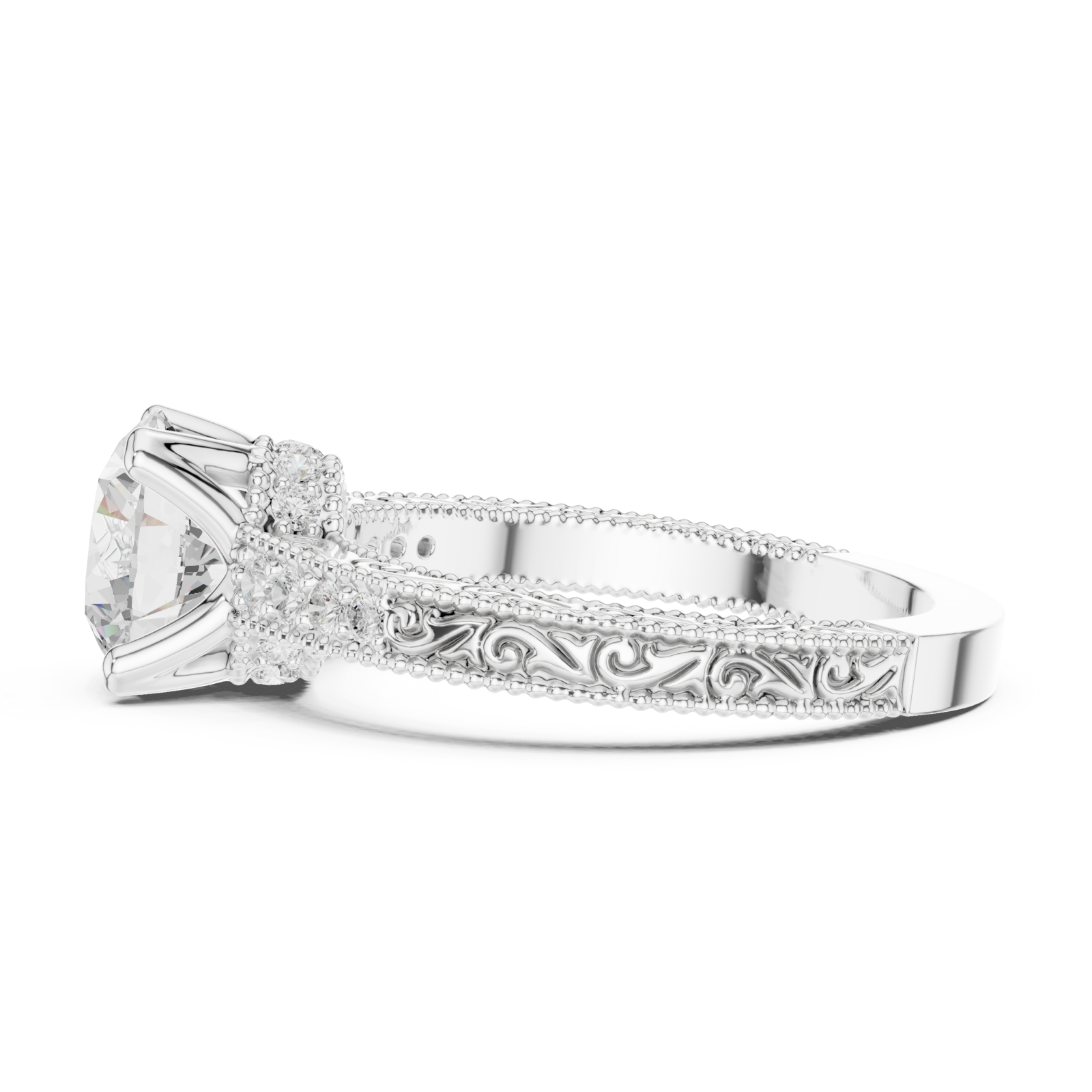  White Gold Eternal Lacework Heritage Band Side View