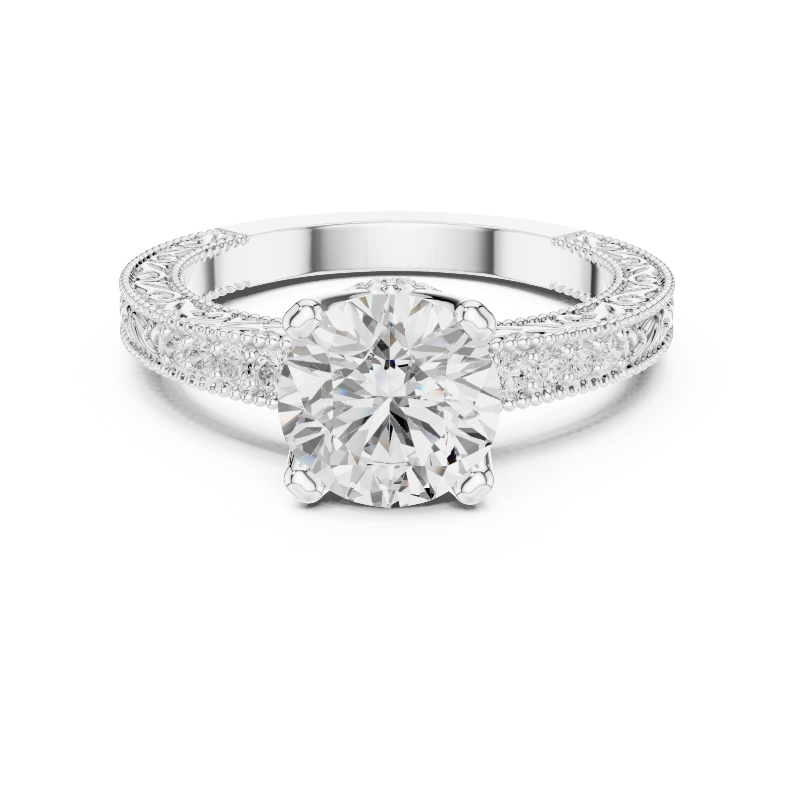  White Gold Eternal Lacework Heritage Band Front View