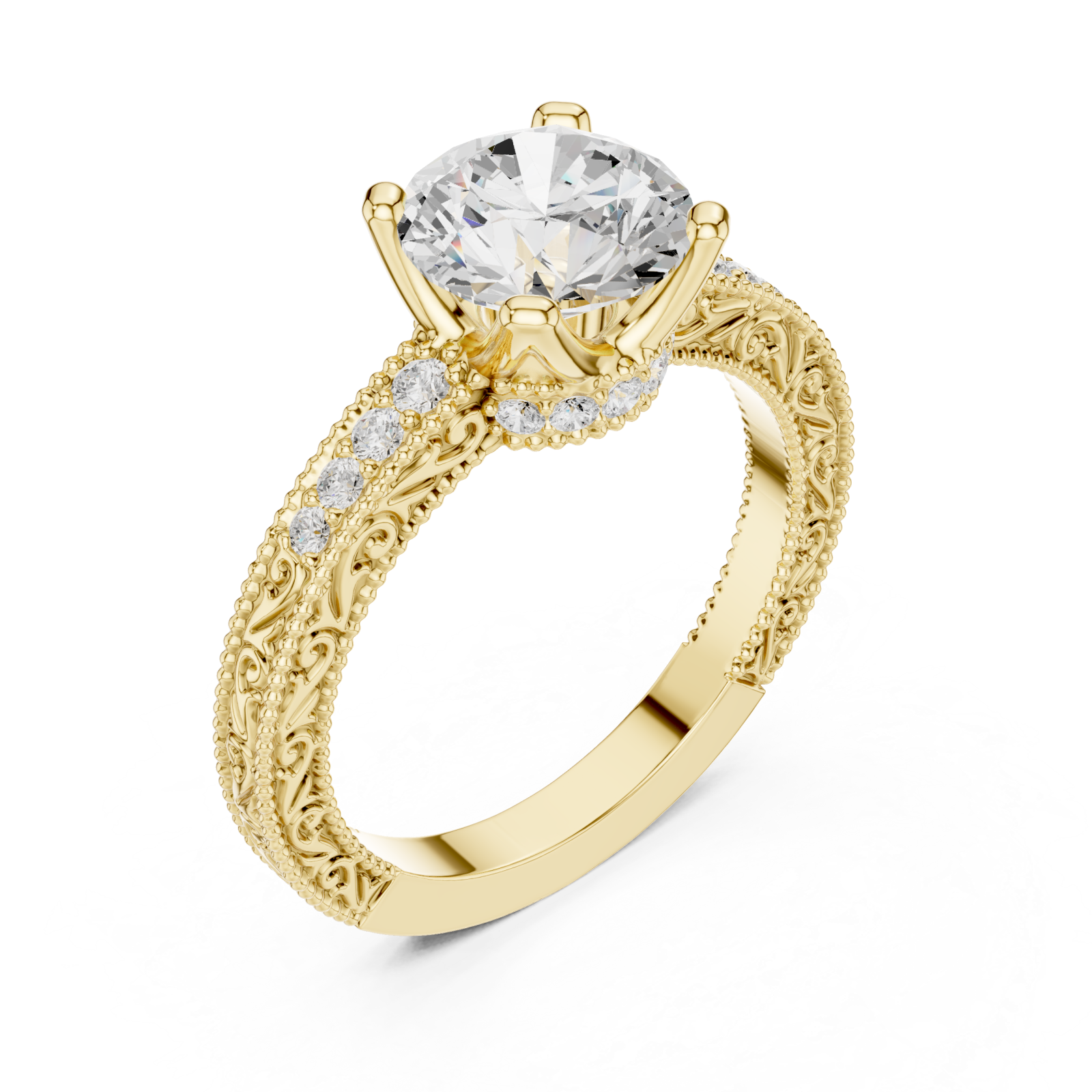 Gold Eternal Lacework Heritage Band Right View