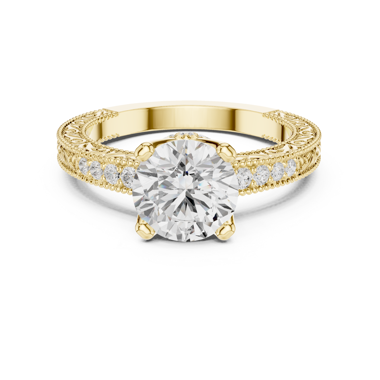  Gold Eternal Lacework Heritage Band Front View