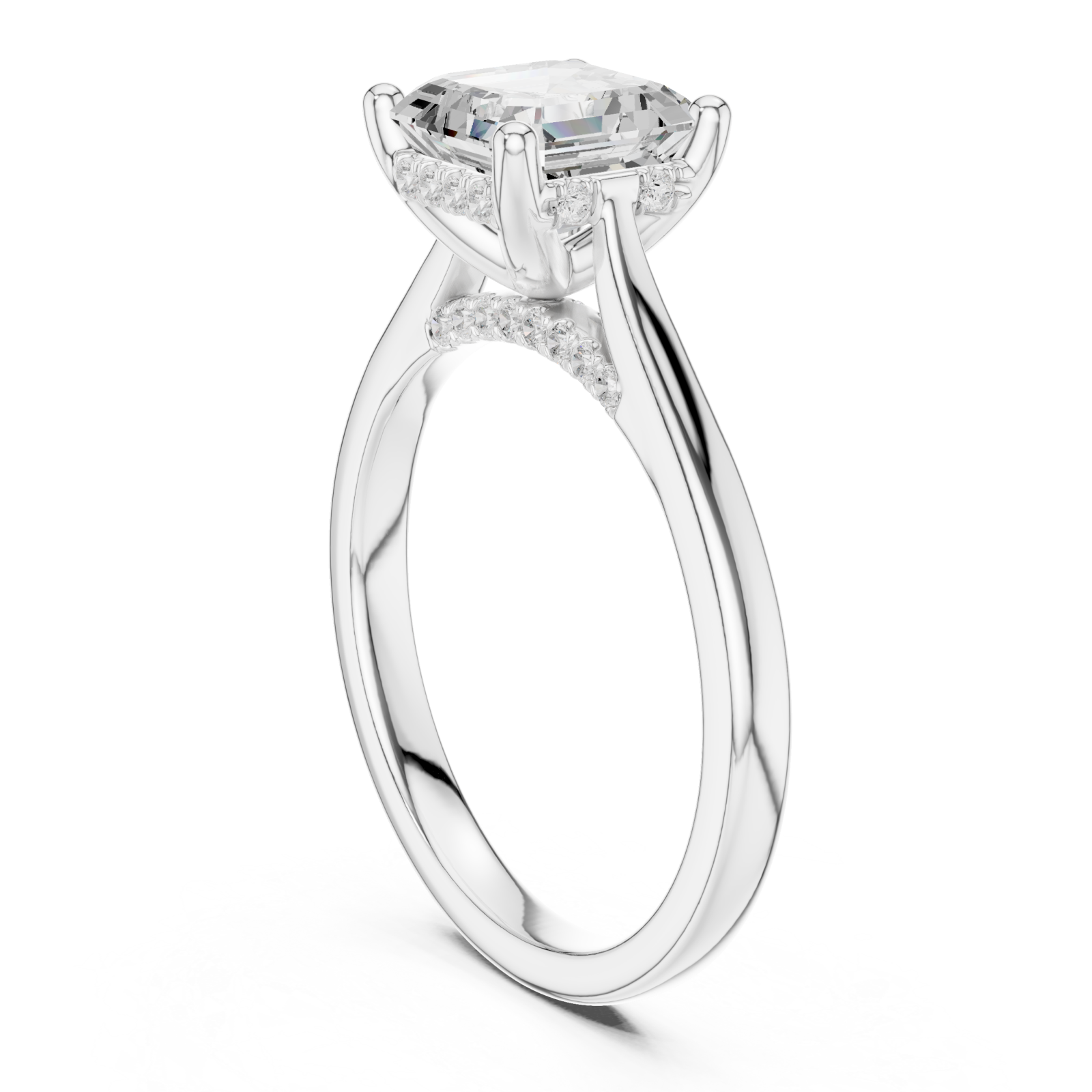  White Gold Heartsong Banded Classic Solitaire Engagement Ring Left View