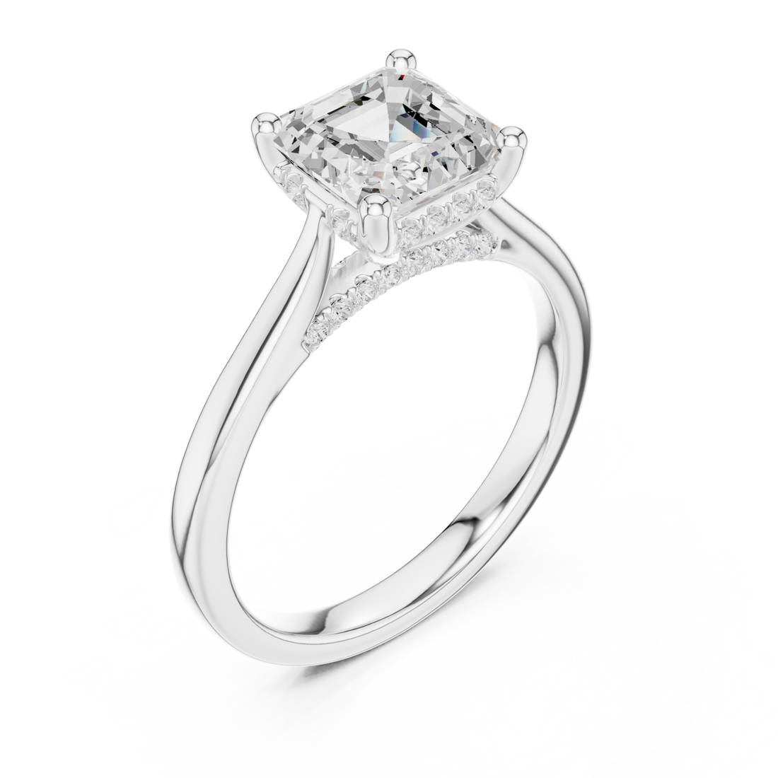  White Gold Heartsong Banded Classic Solitaire Engagement Ring Right View