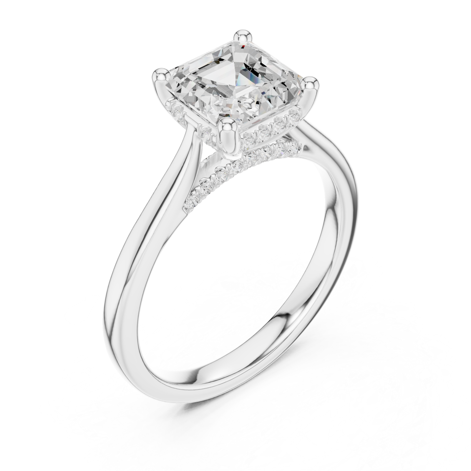  White Gold Heartsong Banded Classic Solitaire Engagement Ring Right View
