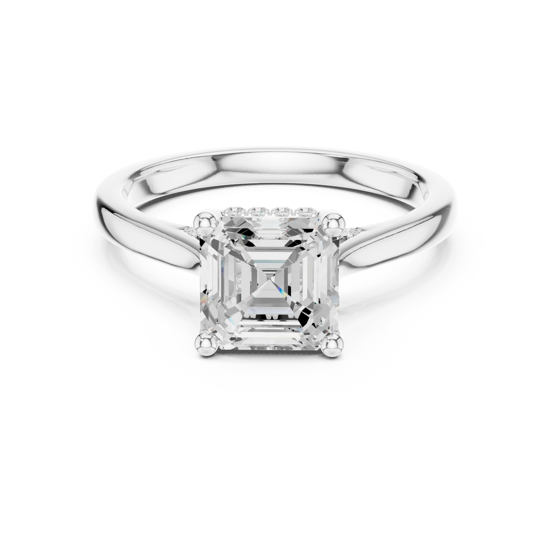  White Gold Heartsong Banded Classic Solitaire Engagement Ring Right View