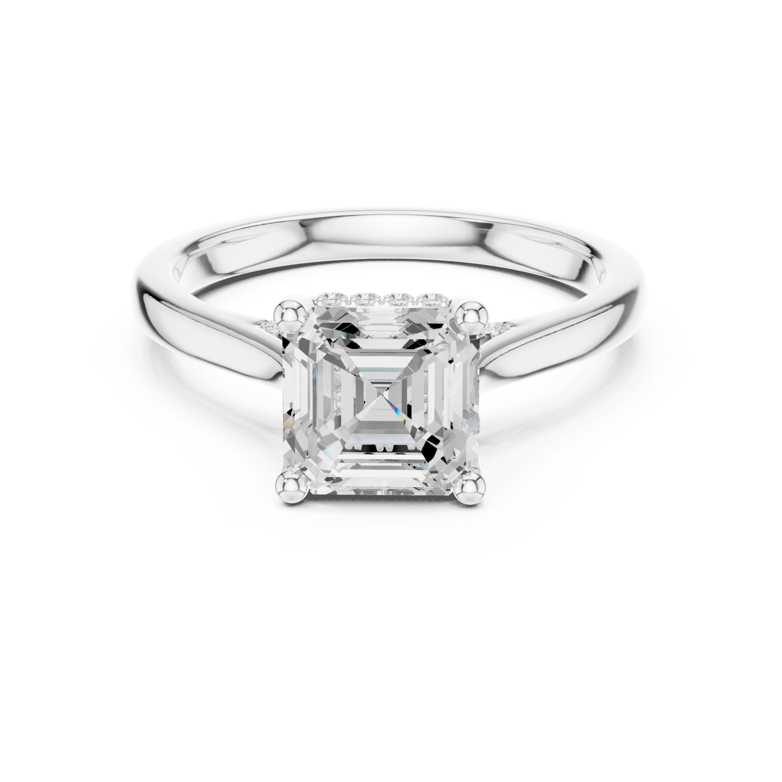  White Gold Heartsong Banded Classic Solitaire Engagement Ring Front View