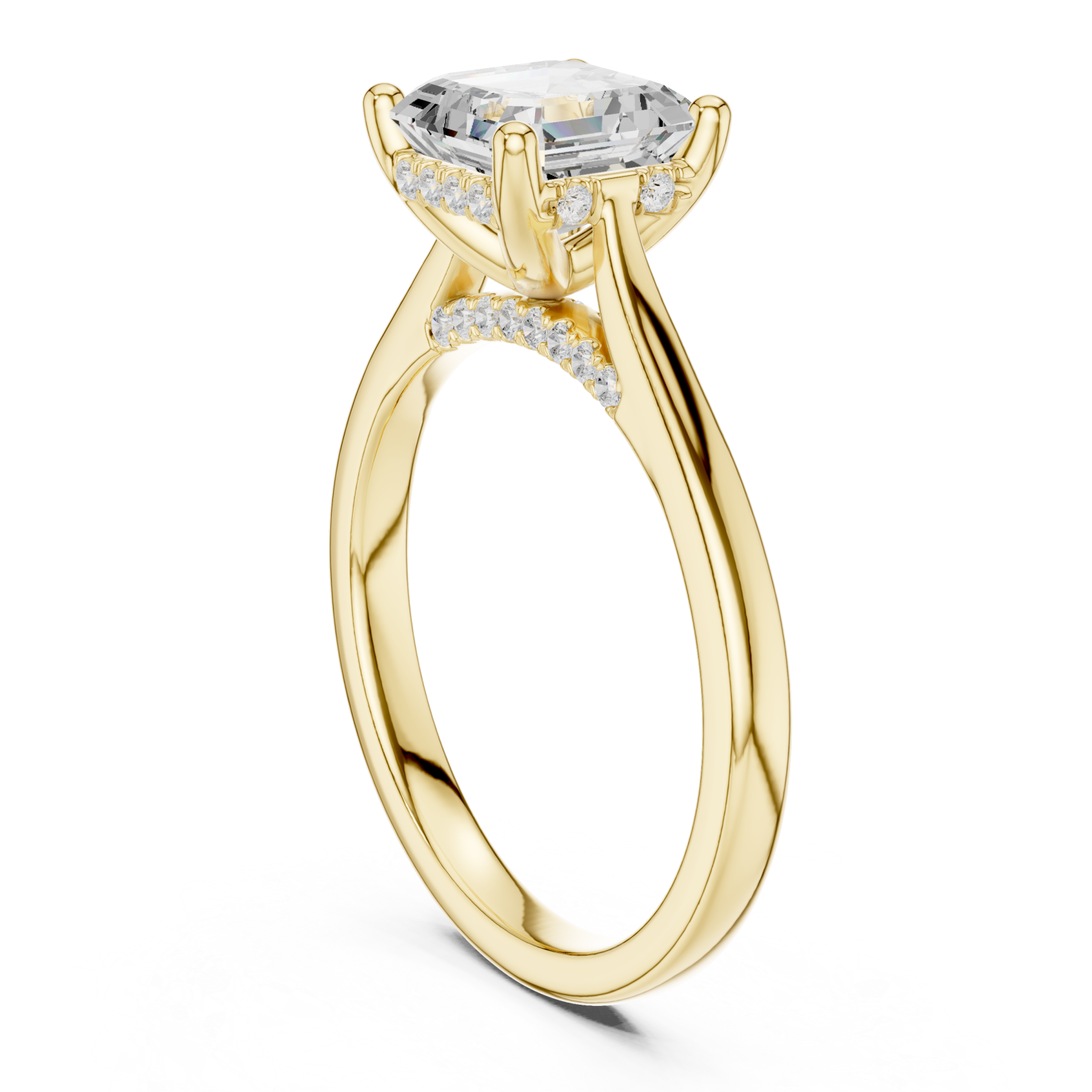  Gold Heartsong Banded Classic Solitaire Engagement Ring Left View