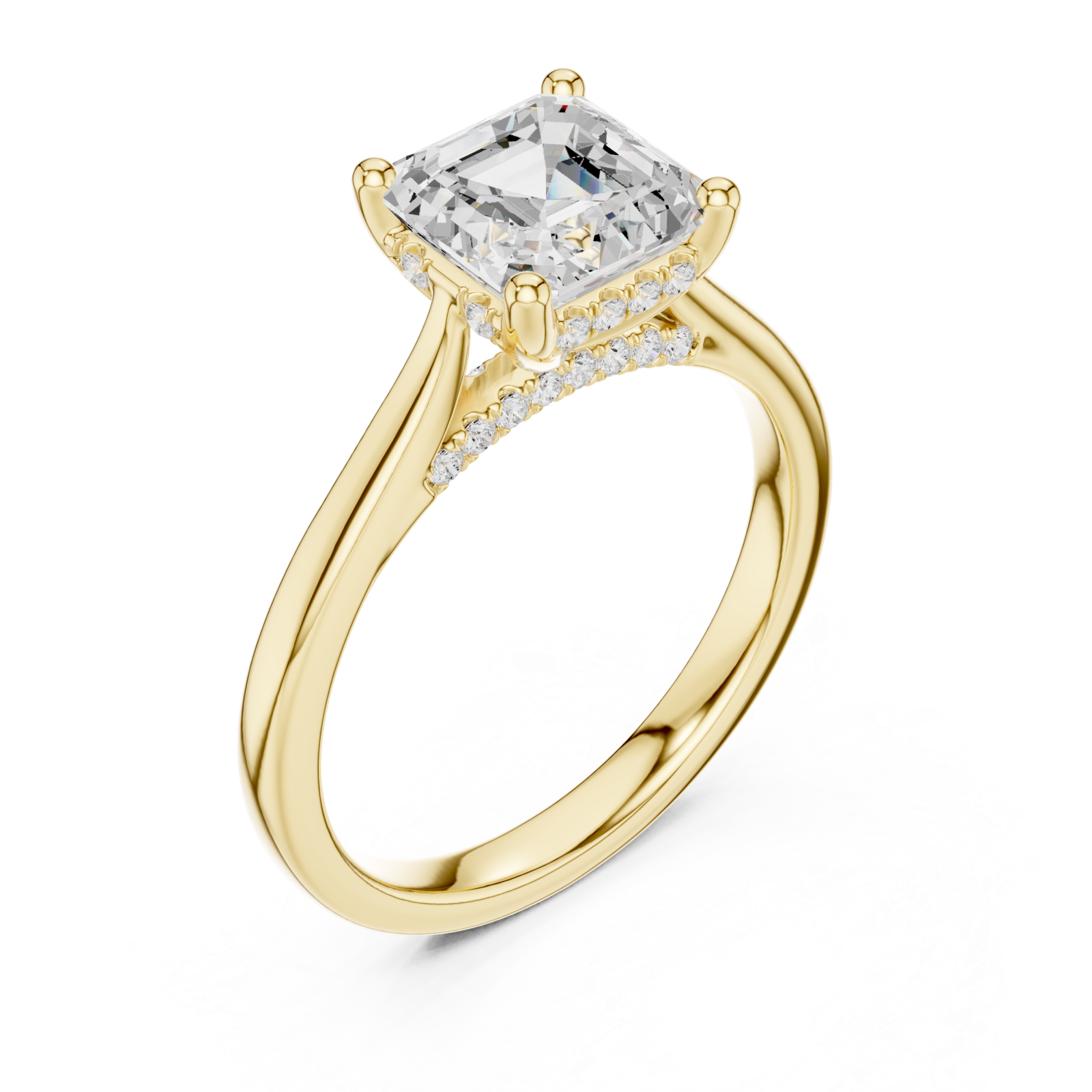 Gold Heartsong Banded Classic Solitaire Engagement Ring Right View
