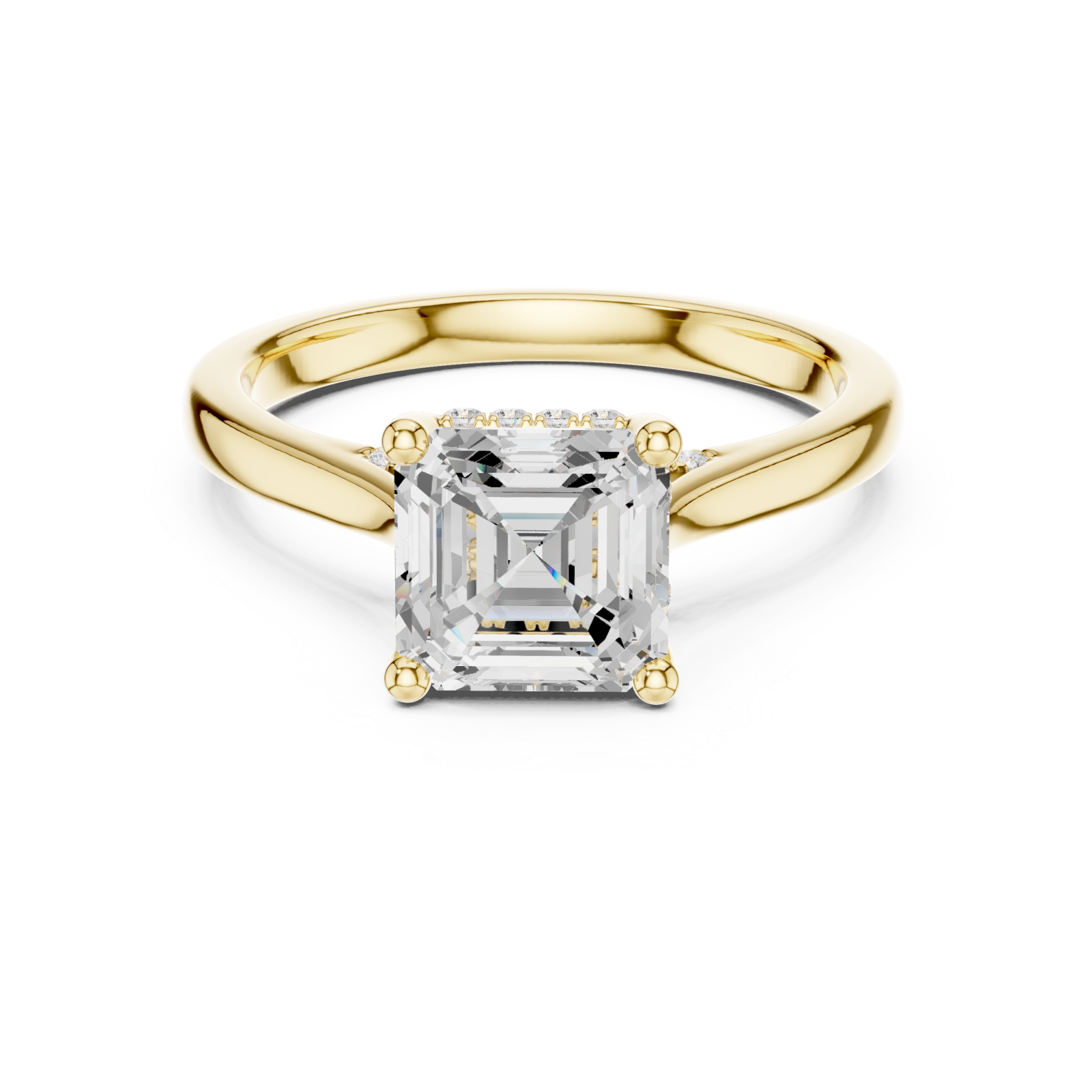  Gold Heartsong Banded Classic Solitaire Engagement Ring Front View