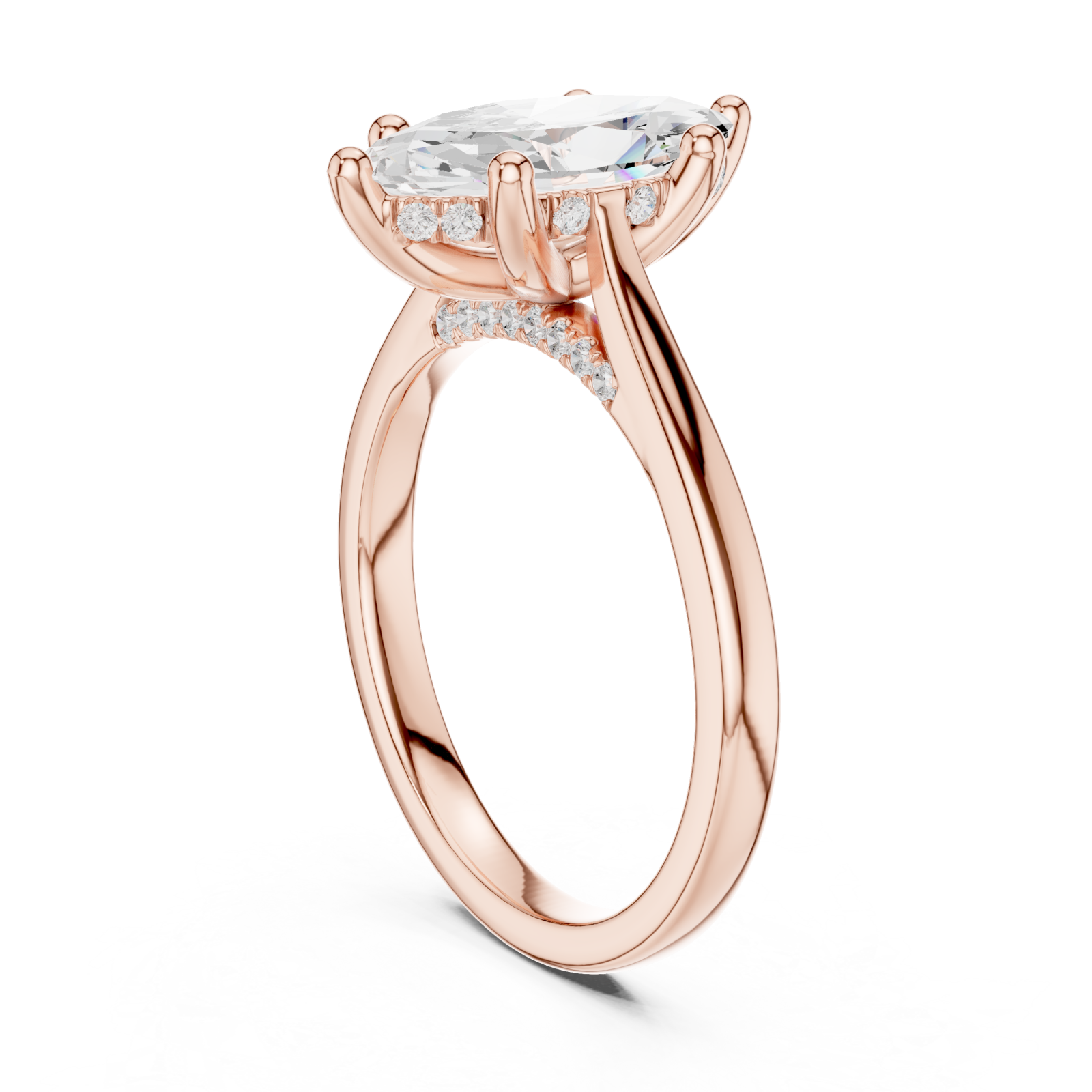  Rose Gold Serene Flourish Marquise Silhouette Signature Ring Left View