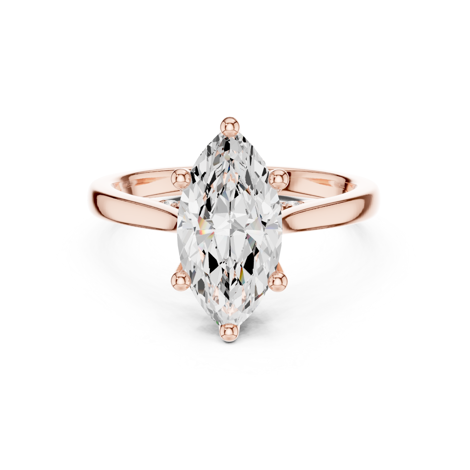  Rose Gold Serene Flourish Marquise Silhouette Signature Ring Front View