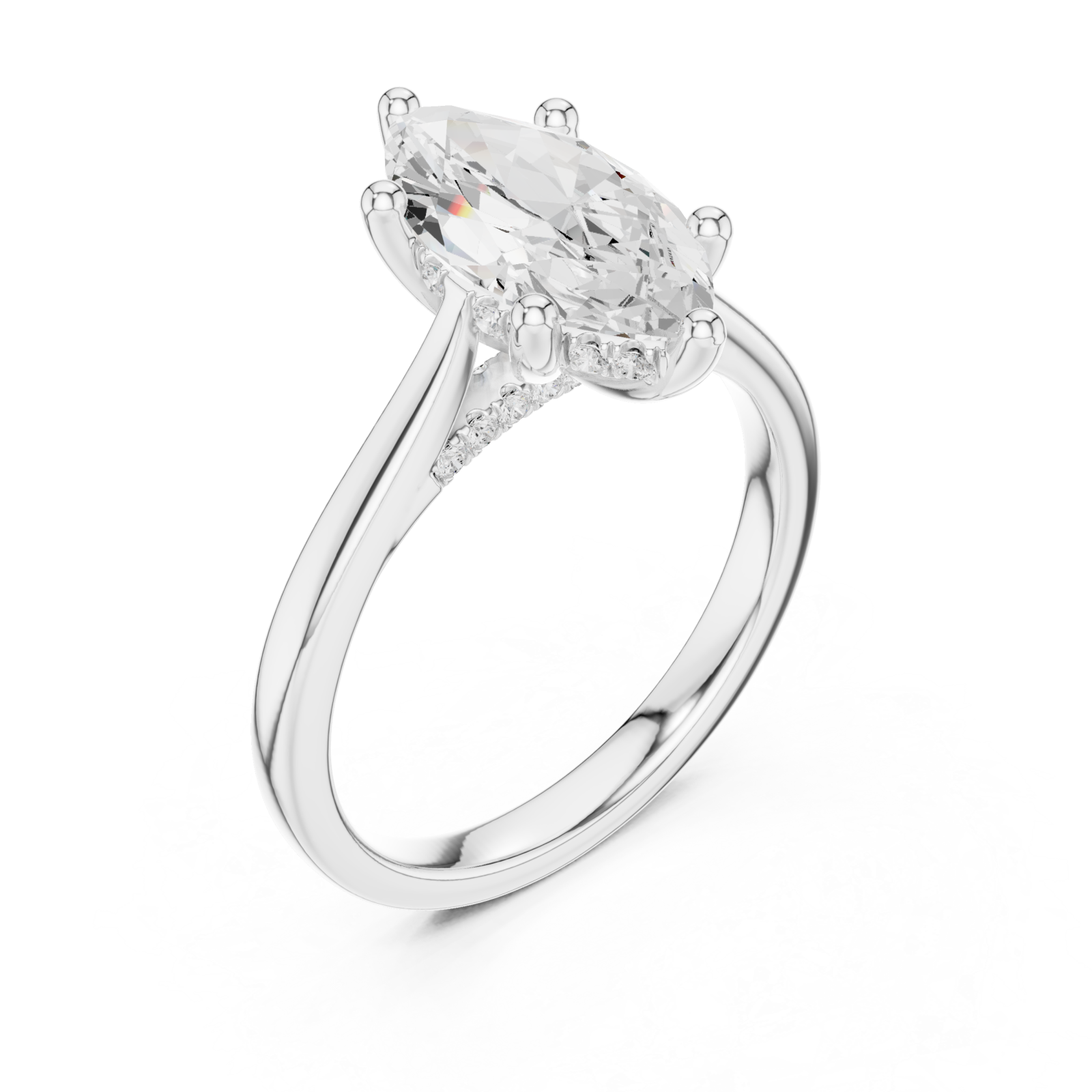  White Gold Serene Flourish Marquise Silhouette Signature Ring Right View