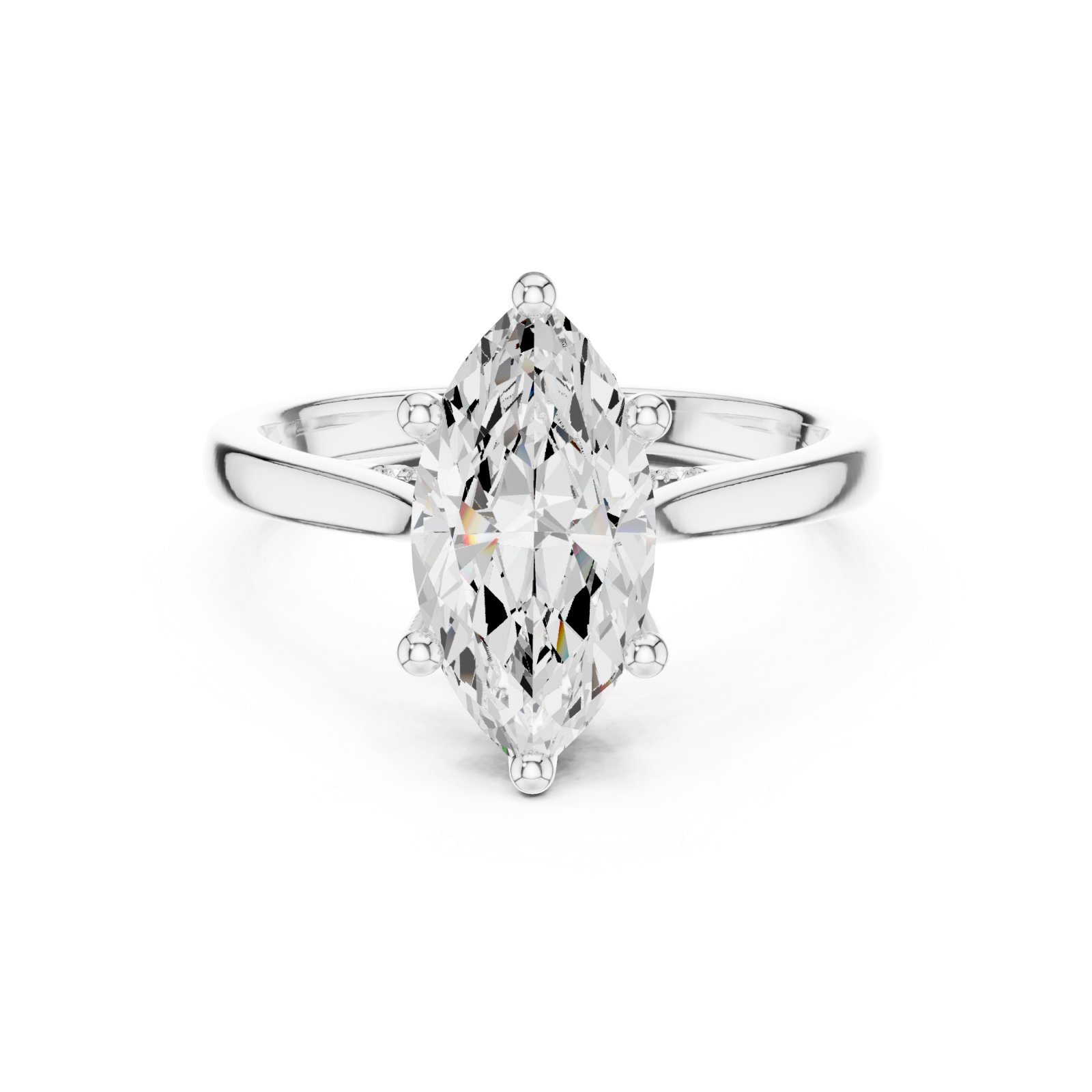  White Gold Serene Flourish Marquise Silhouette Signature Ring Front View