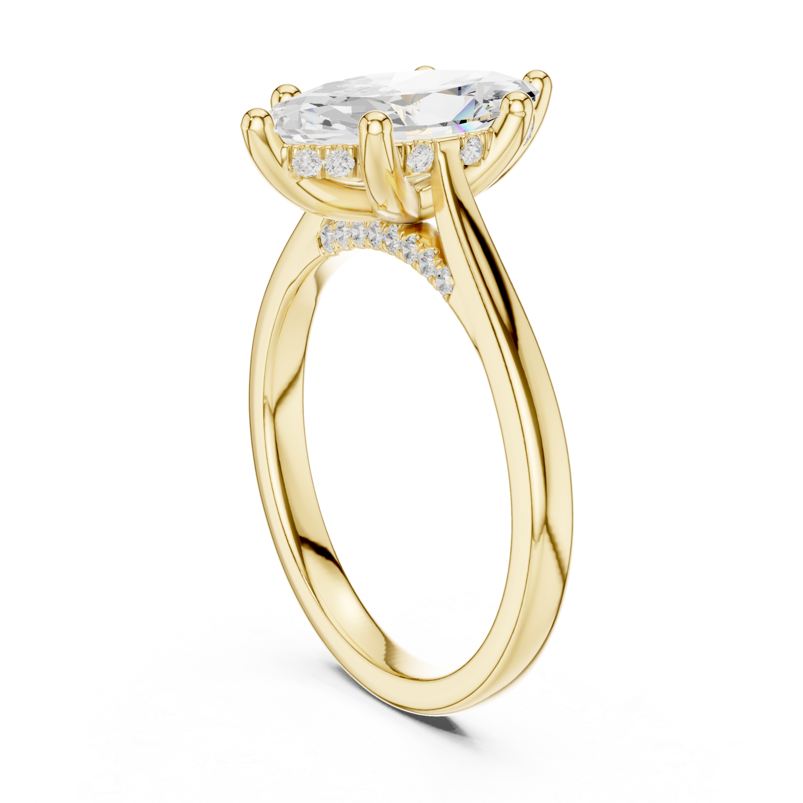  Gold Serene Flourish Marquise Silhouette Signature Ring Left View