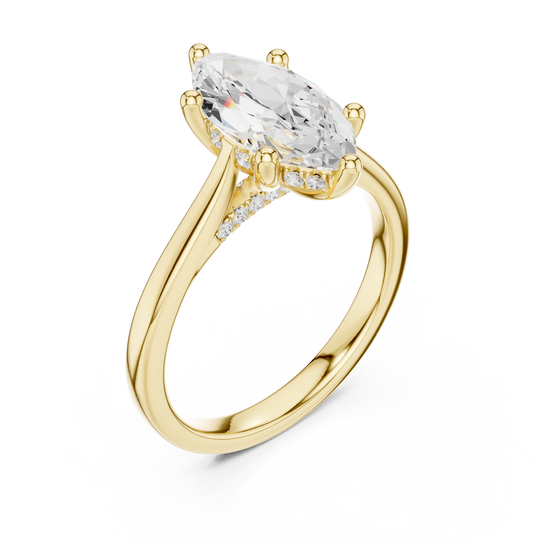 Gold Serene Flourish Marquise Silhouette Signature Ring Right View