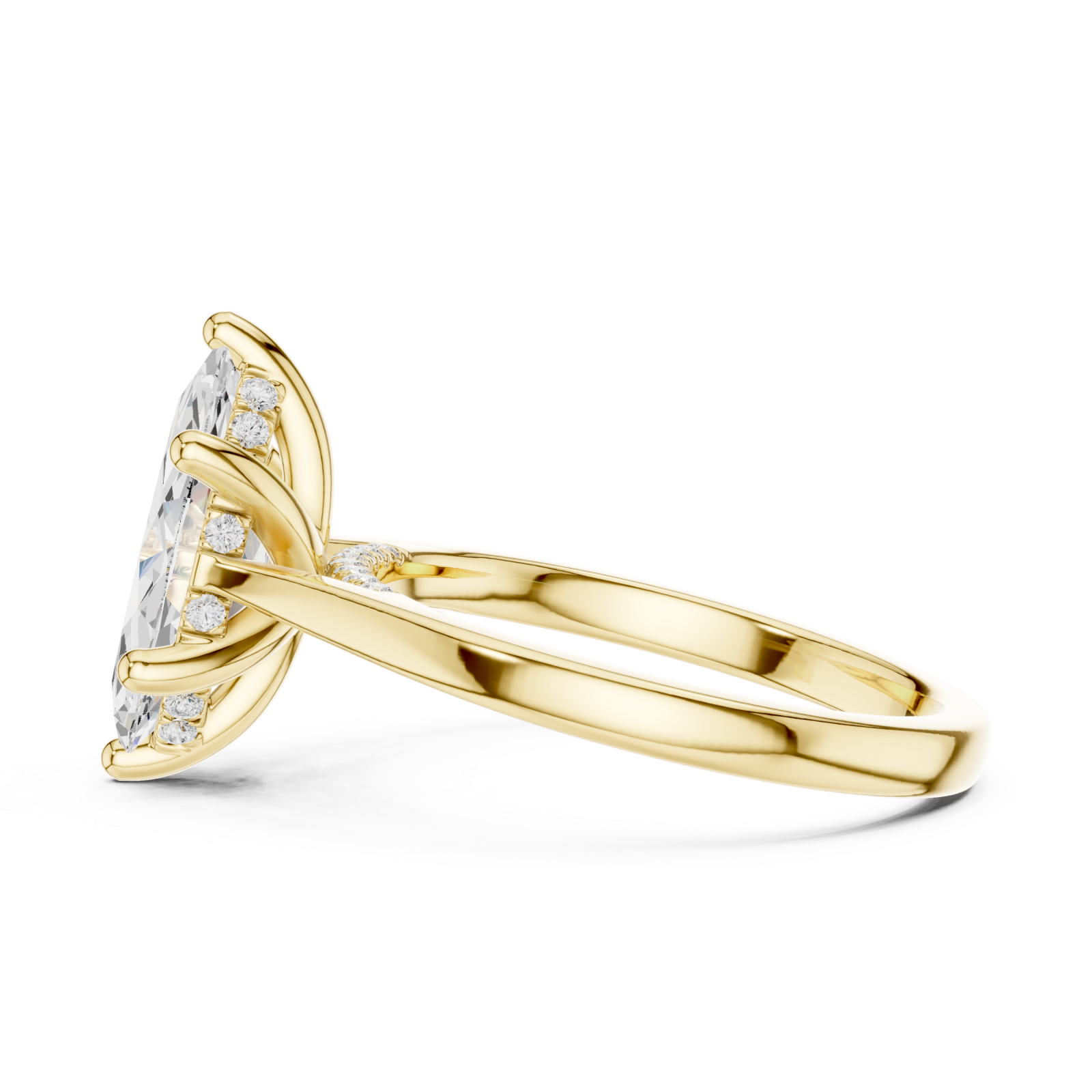  Gold Serene Flourish Marquise Silhouette Signature Ring Side View