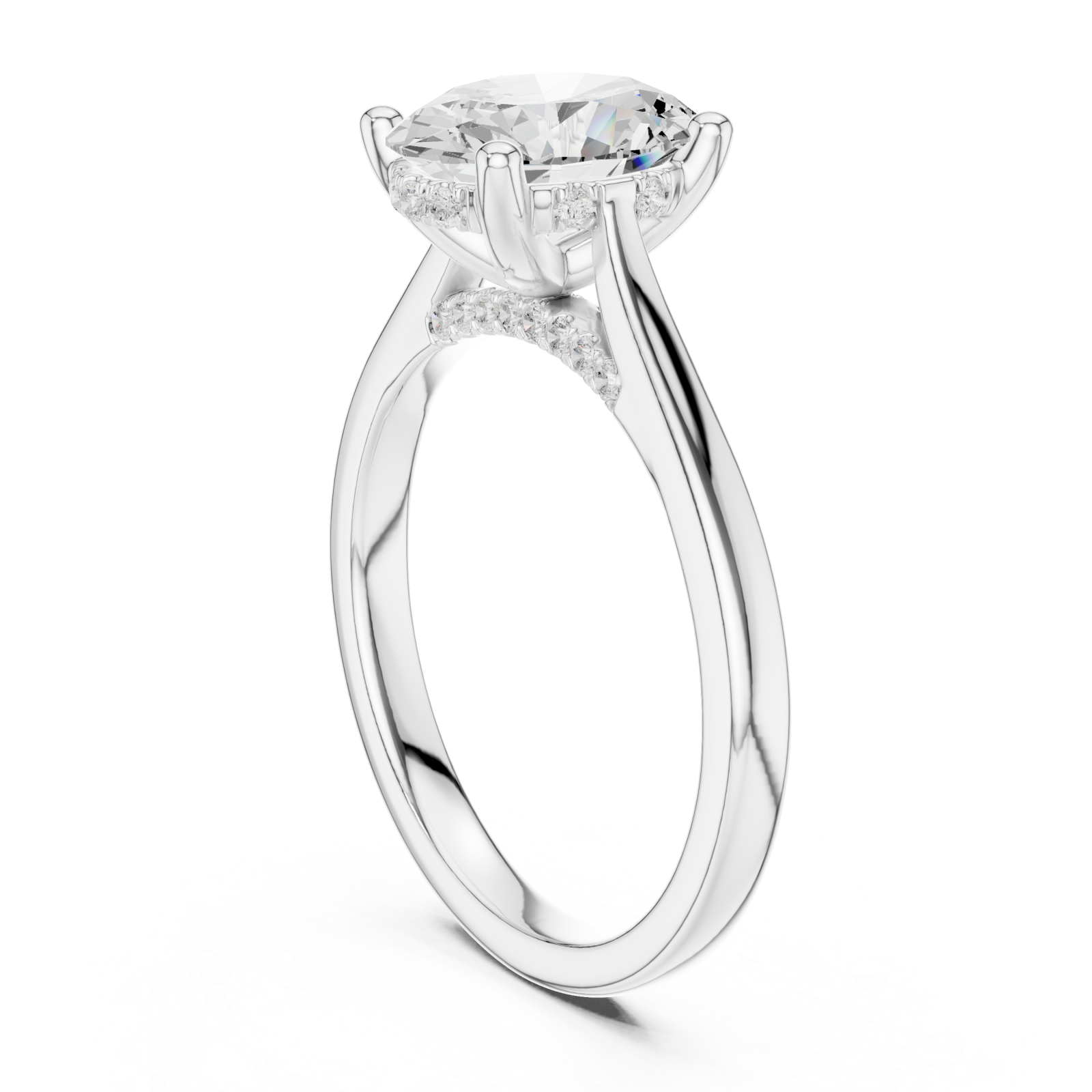  White Gold Pure Grace Solitaire Ring Left View
