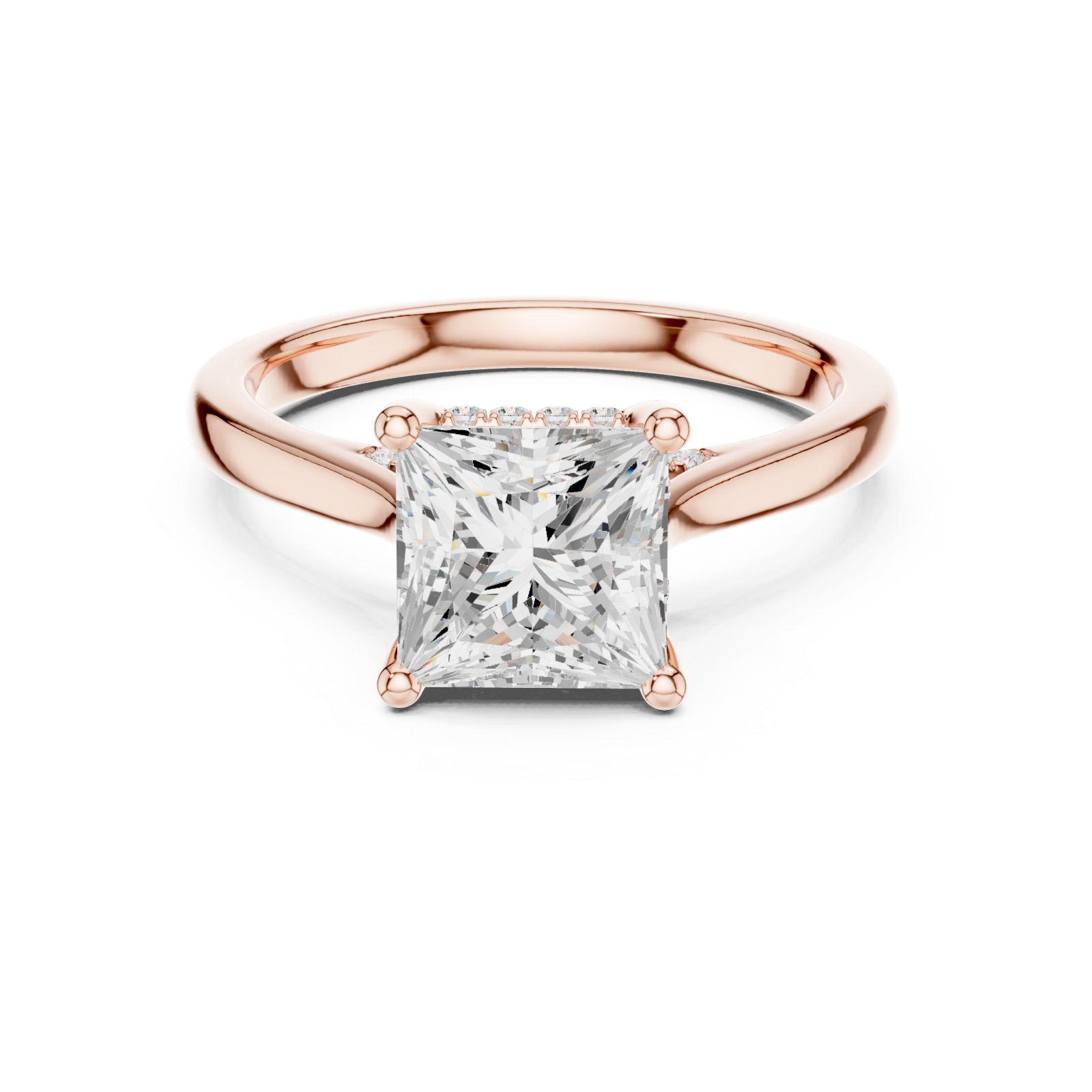  Rose Gold Regency Square Silhouette Ring Front View