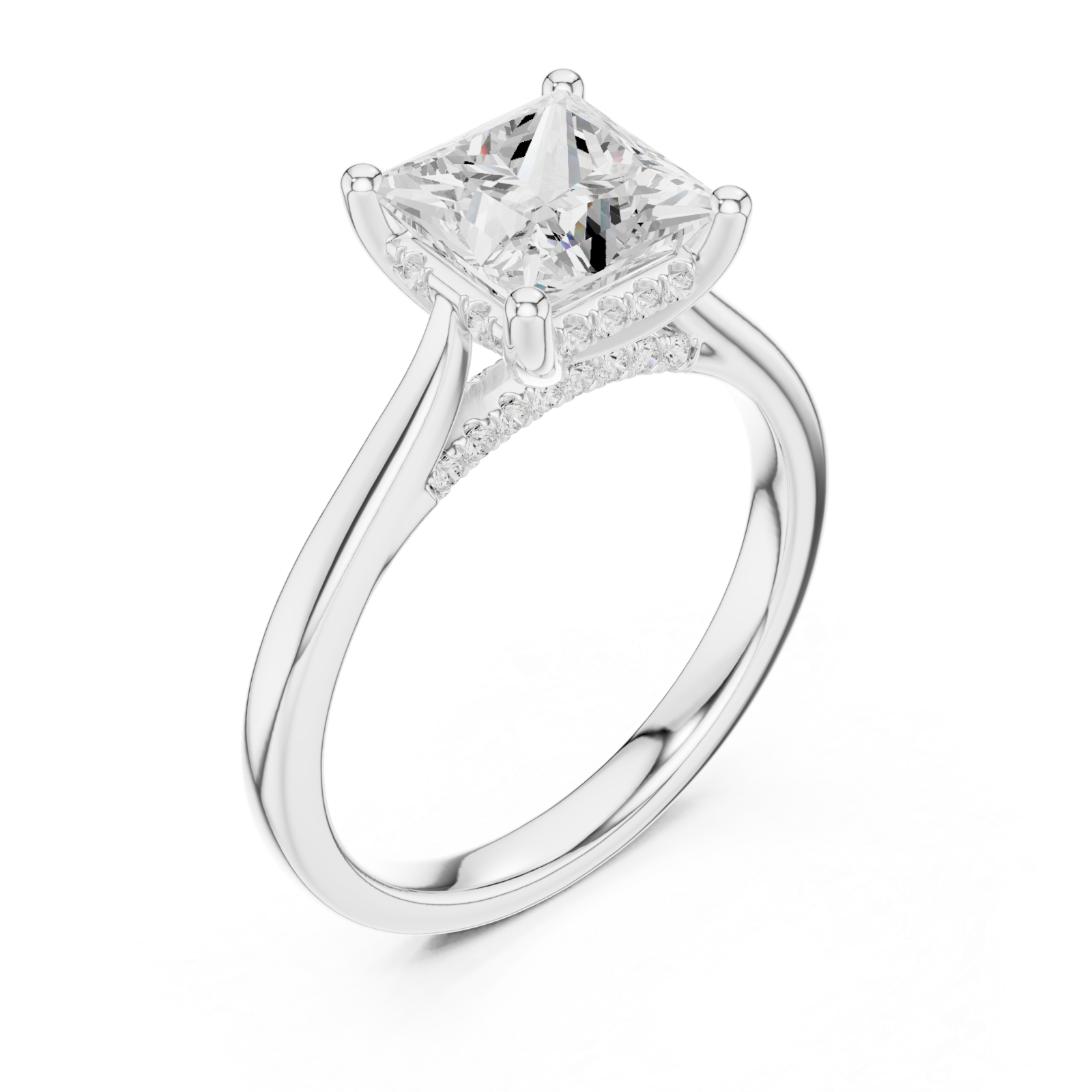  White Gold Regency Square Silhouette Ring Right View