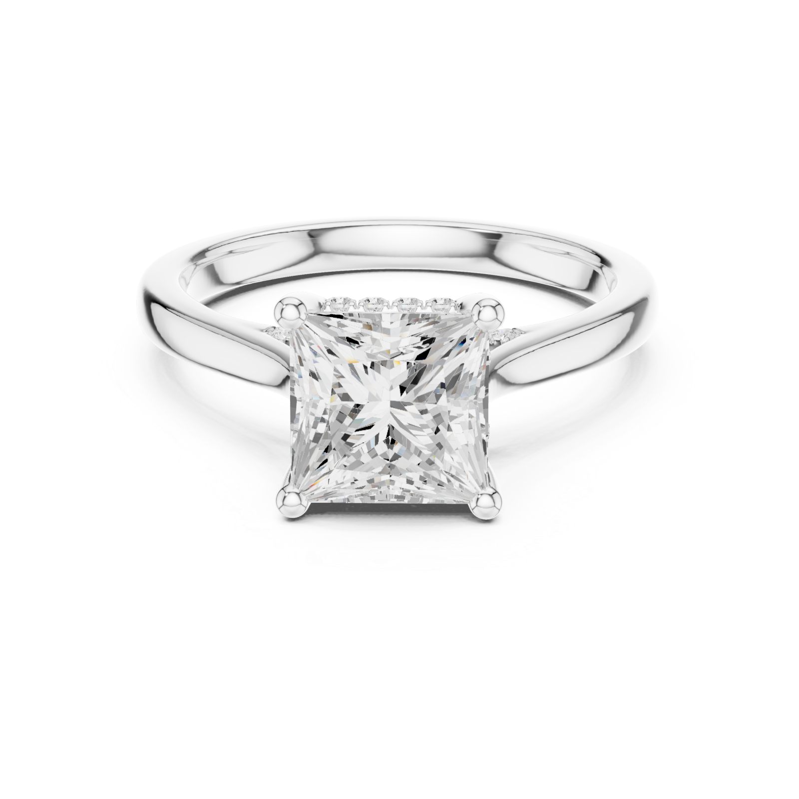  White Gold Regency Square Silhouette Ring Front View