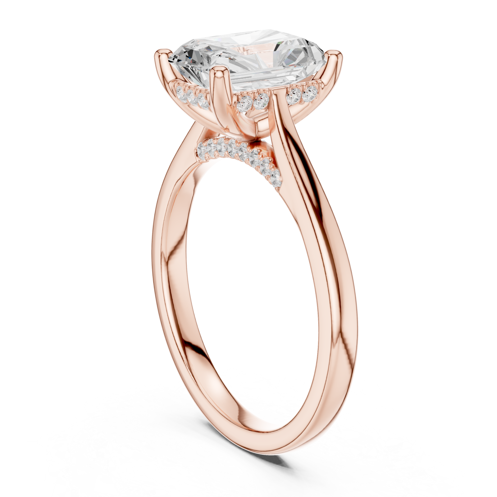  Rose Gold Radiant Promise Embrace Modern Ring Left View