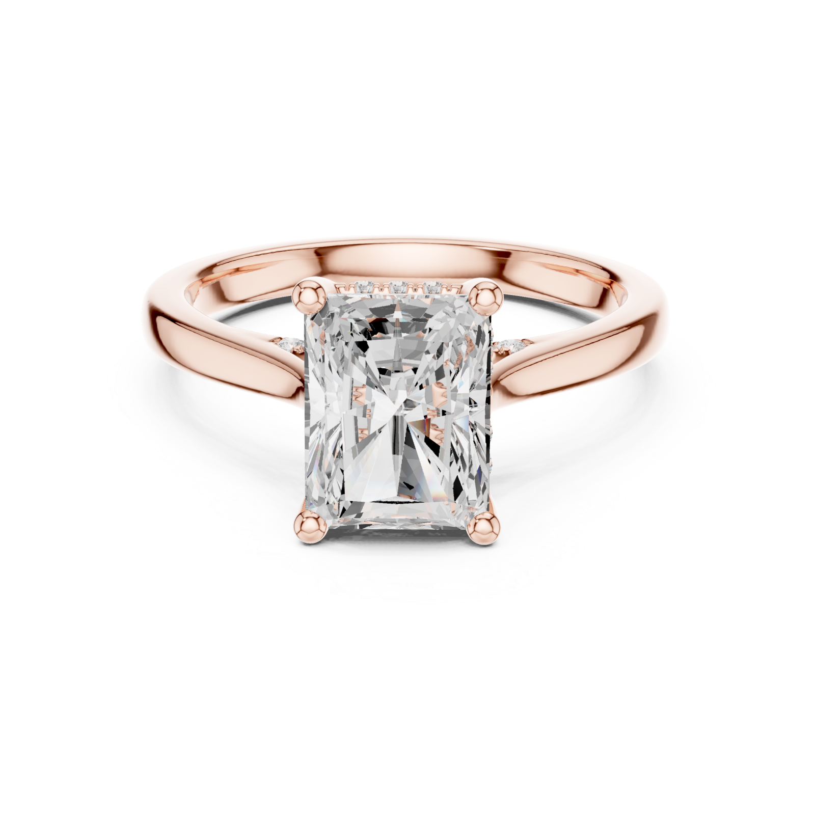  Rose Gold Radiant Promise Embrace Modern Ring Front View