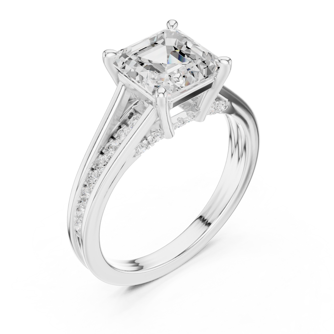  White Gold Timeless Splendor Statement Engagement Ring Right View