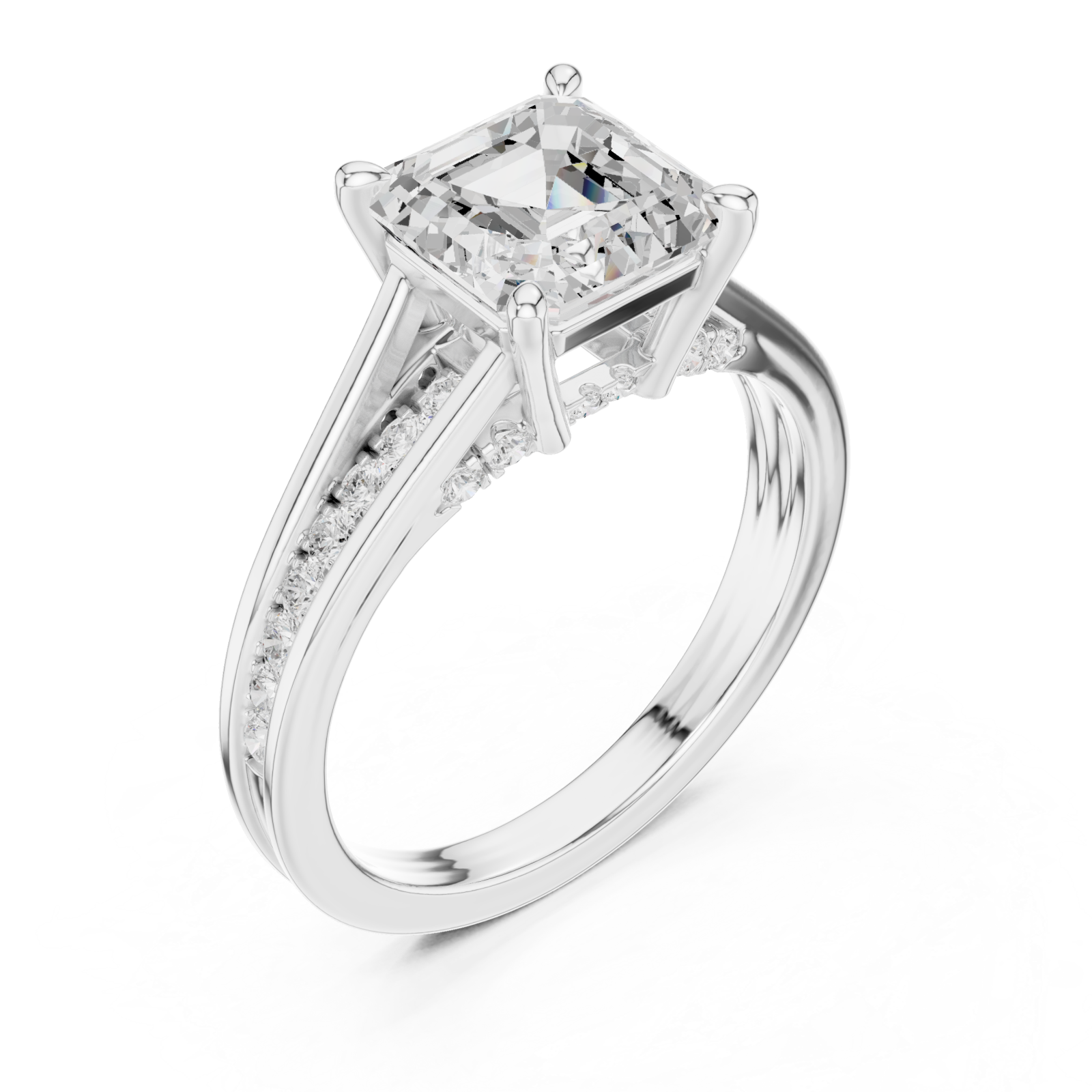  White Gold Timeless Splendor Statement Engagement Ring Right View