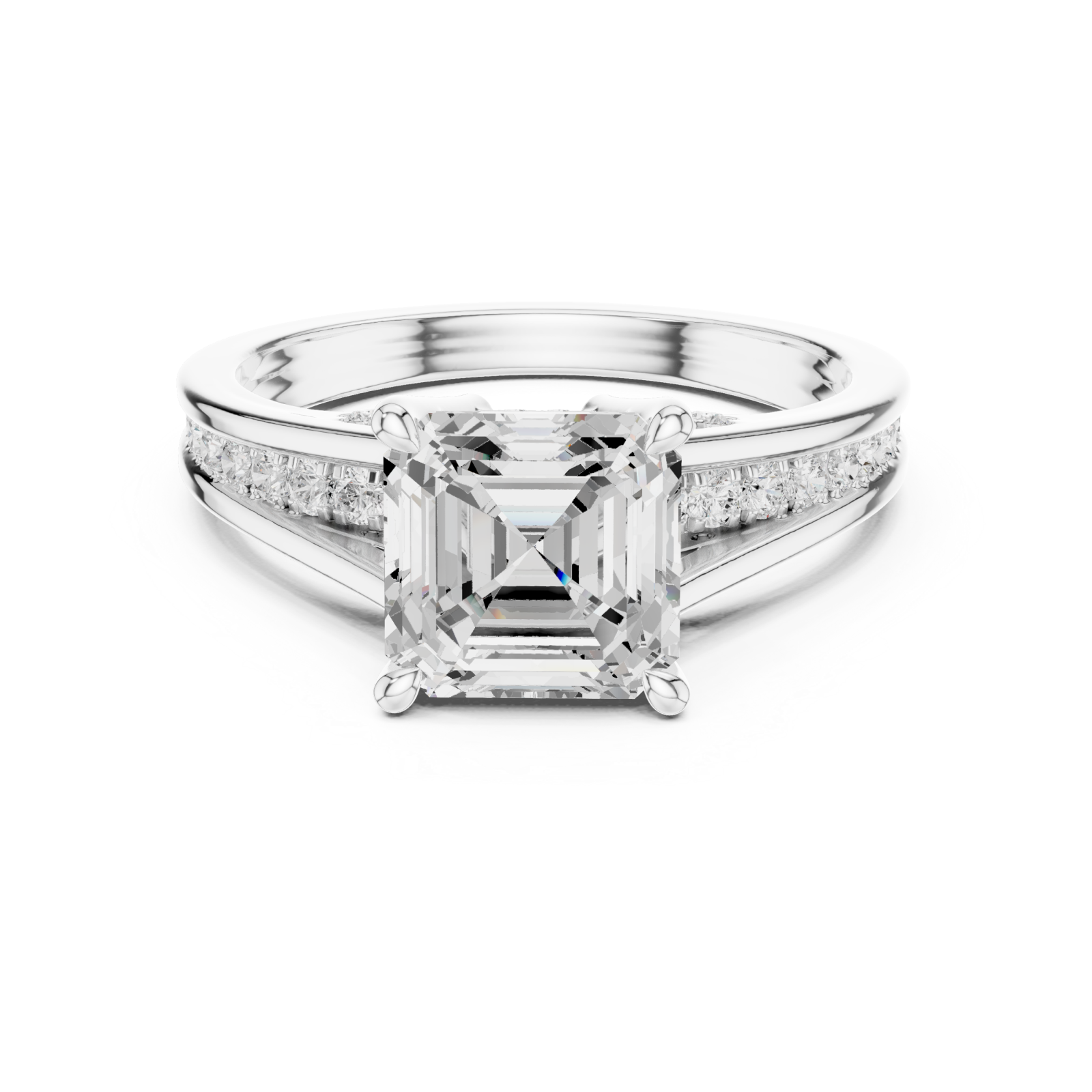  White Gold Timeless Splendor Statement Engagement Ring Front View