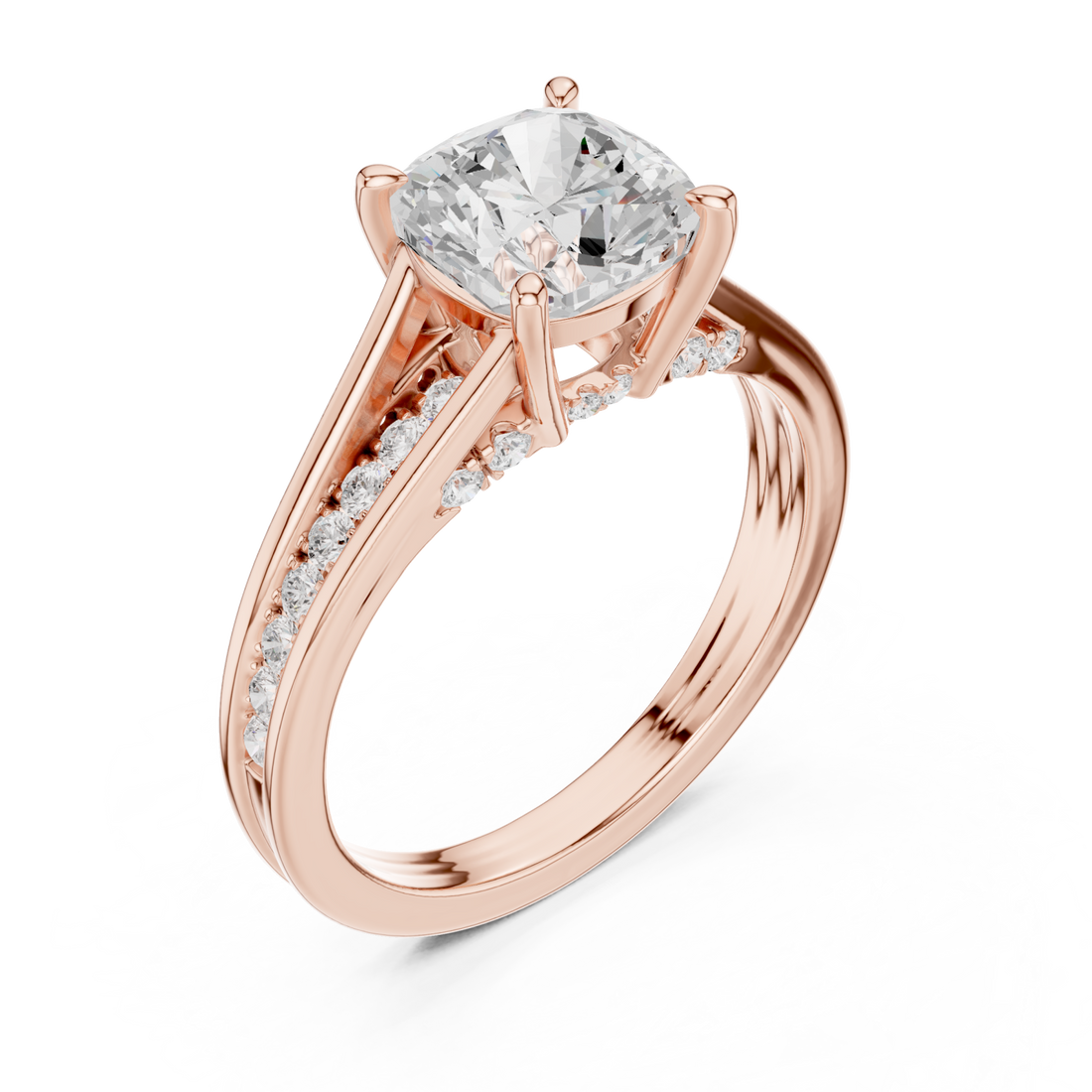  Rose Gold Serene Crescent Cascade Halo Band Ring Right View