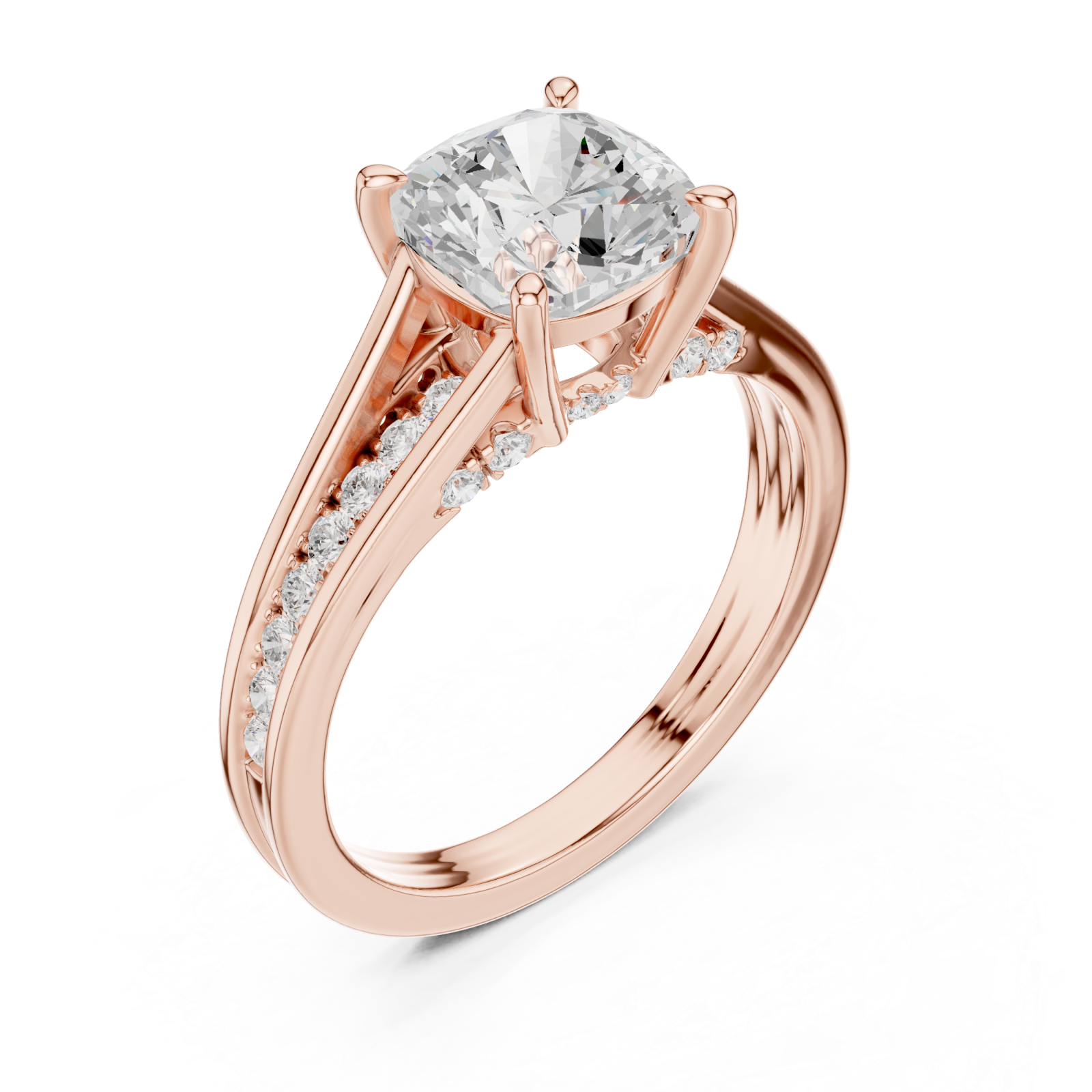  Rose Gold Serene Crescent Cascade Halo Band Ring Right View