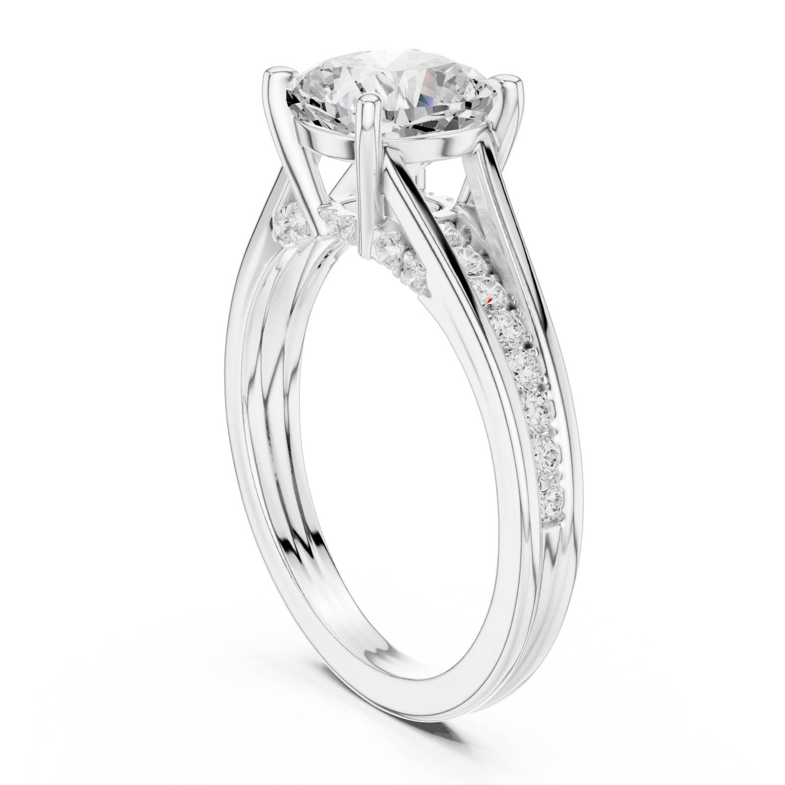  White Gold Serene Crescent Cascade Halo Band Ring Left View