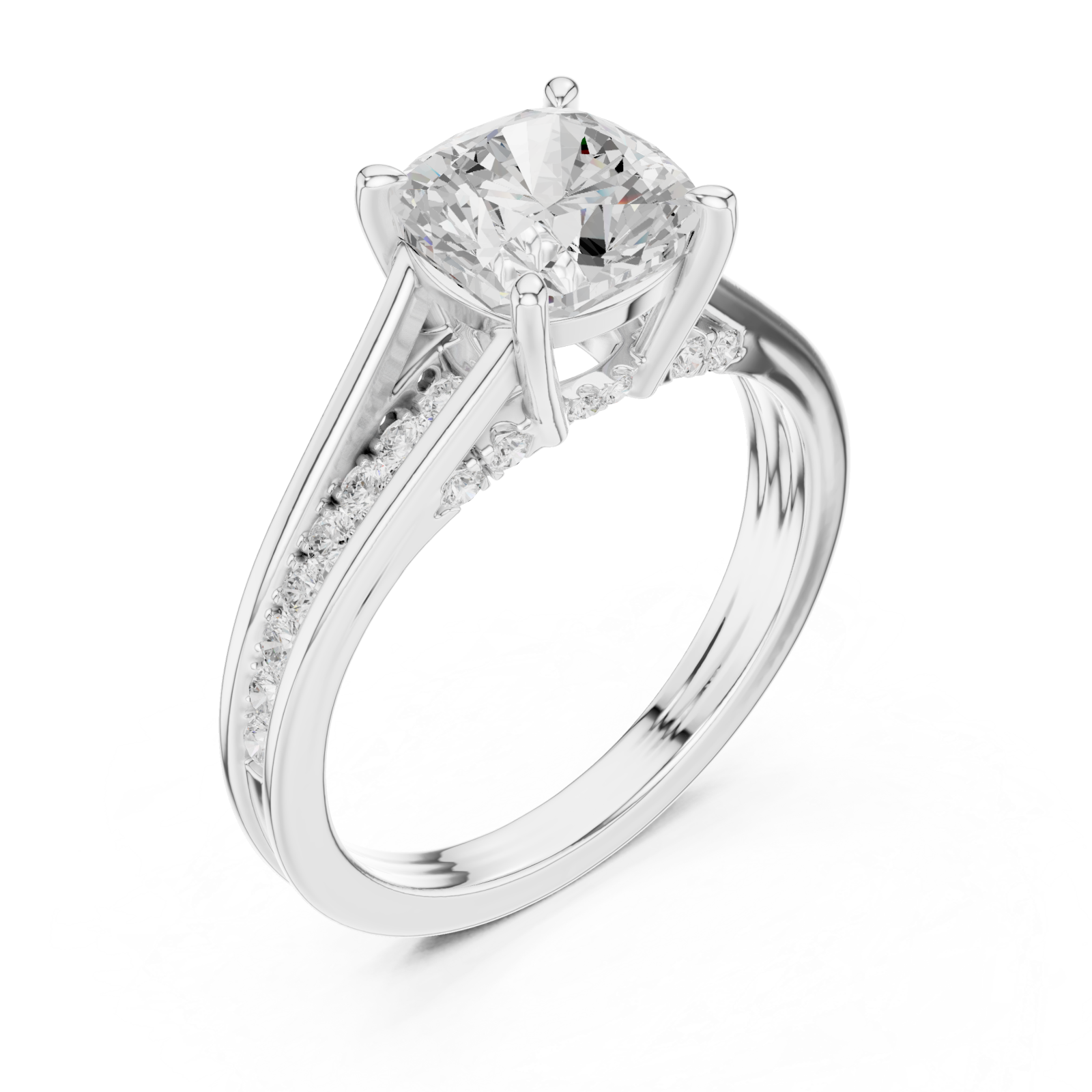  White Gold Serene Crescent Cascade Halo Band Ring Right View