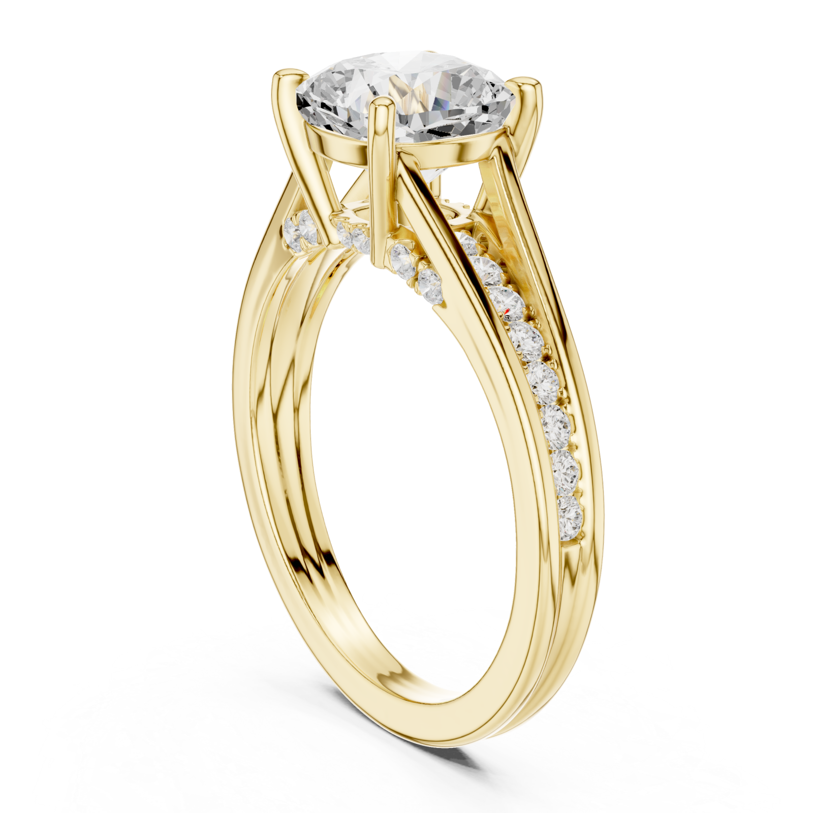  Gold Serene Crescent Cascade Halo Band Ring Left View