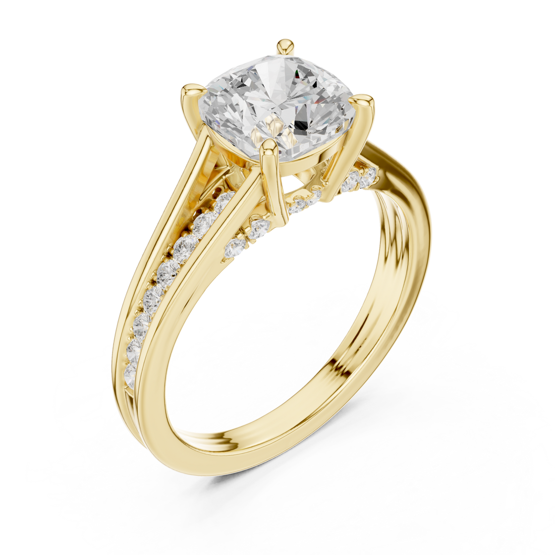 Gold Serene Crescent Cascade Halo Band Ring Right View
