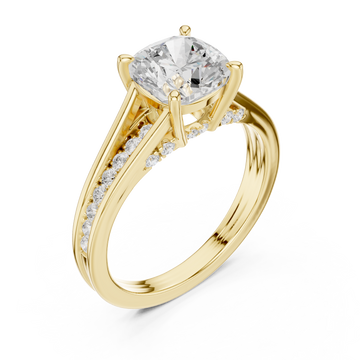 Gold Serene Crescent Cascade Halo Band Ring Right View