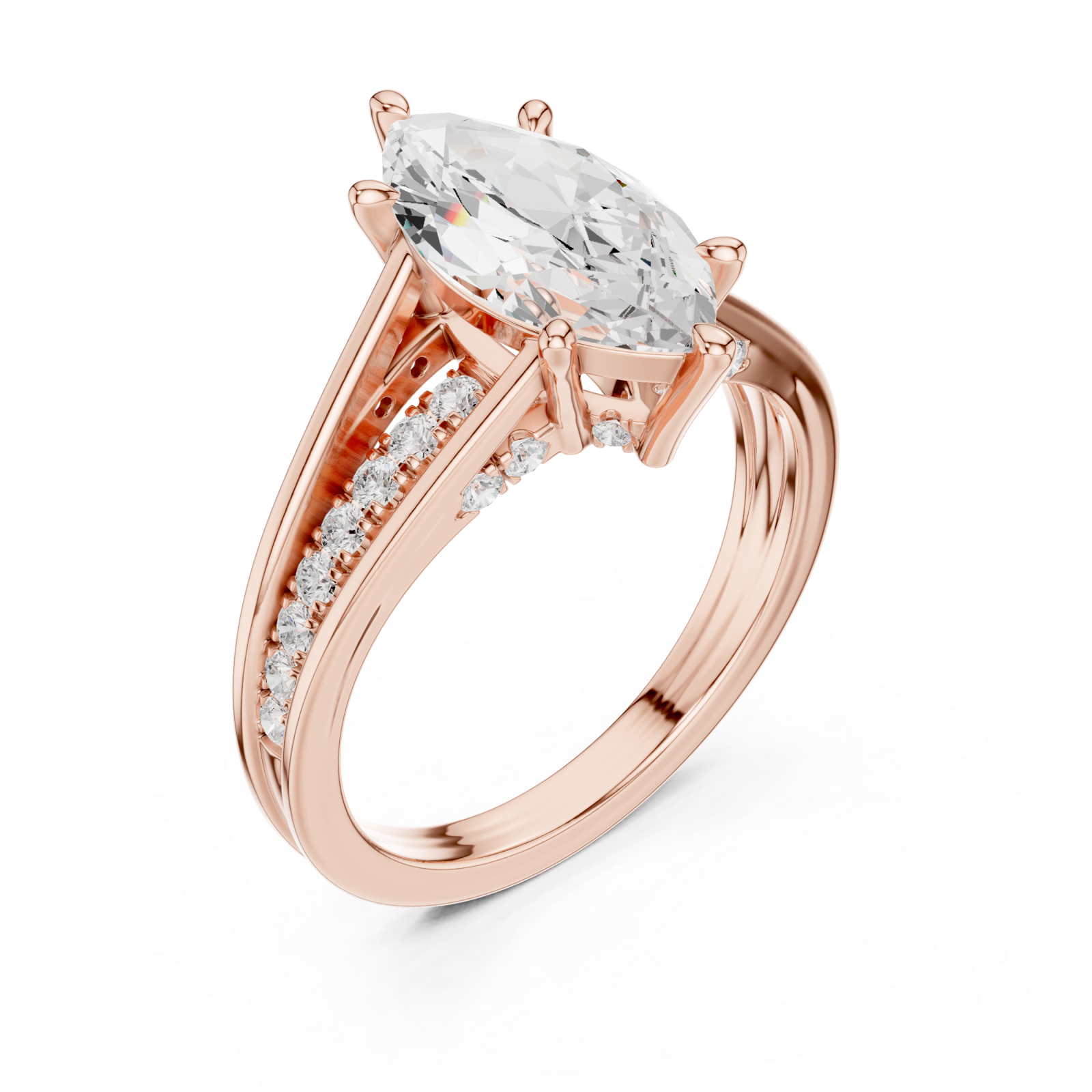  Rose Gold Whispering Elegance Marquise Solitaire Ring Right View
