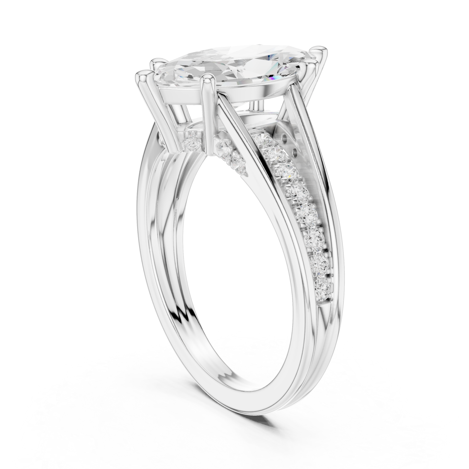  White Gold Whispering Elegance Marquise Solitaire Ring Left View