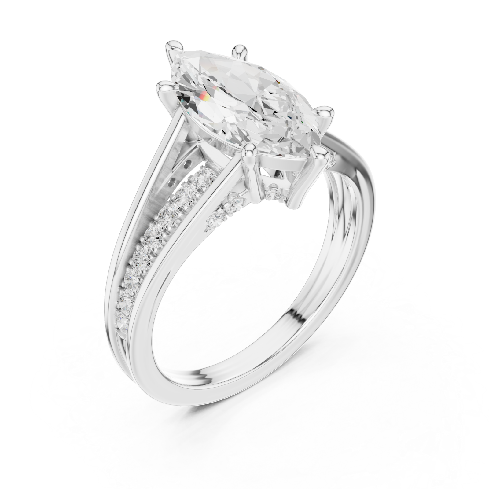  White Gold Whispering Elegance Marquise Solitaire Ring Right View