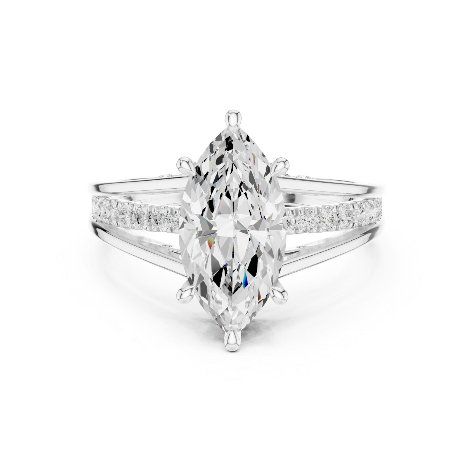  White Gold Whispering Elegance Marquise Solitaire Ring Front View