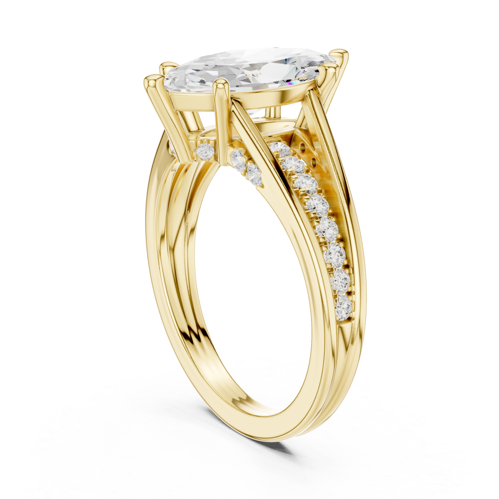  Gold Whispering Elegance Marquise Solitaire Ring Left View