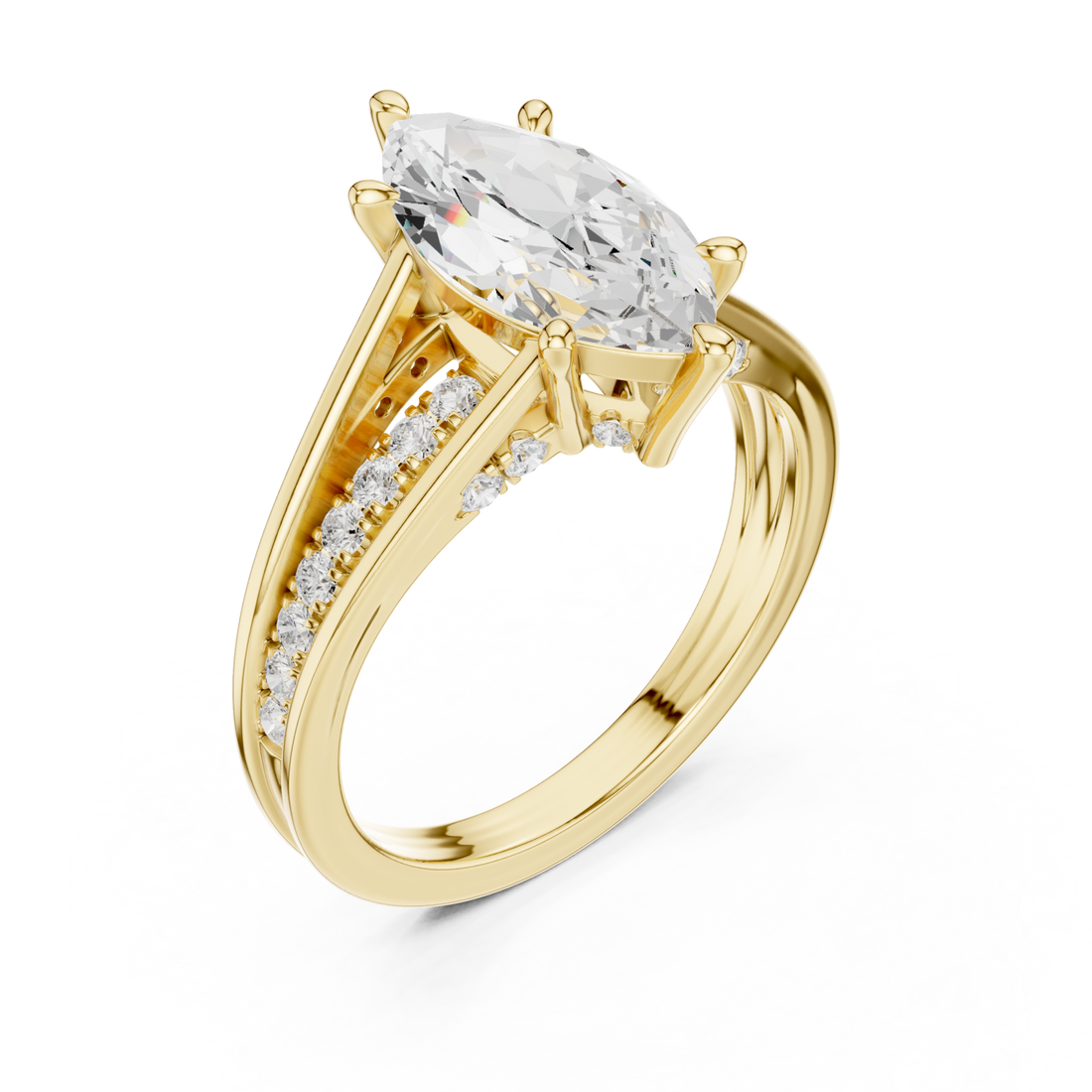 Gold Whispering Elegance Marquise Solitaire Ring Right View