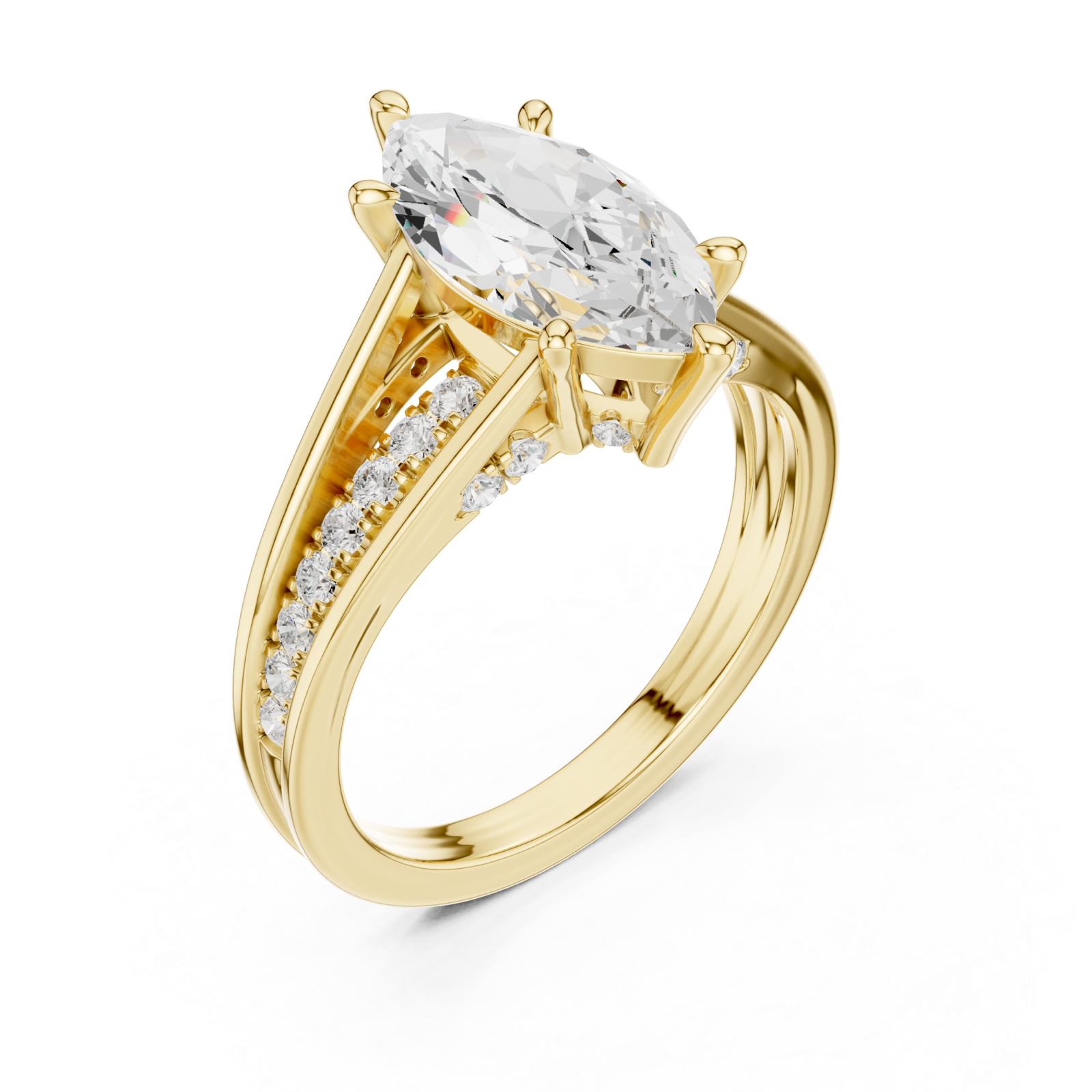 Gold Whispering Elegance Marquise Solitaire Ring Right View