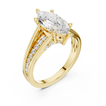Gold Whispering Elegance Marquise Solitaire Ring Right View