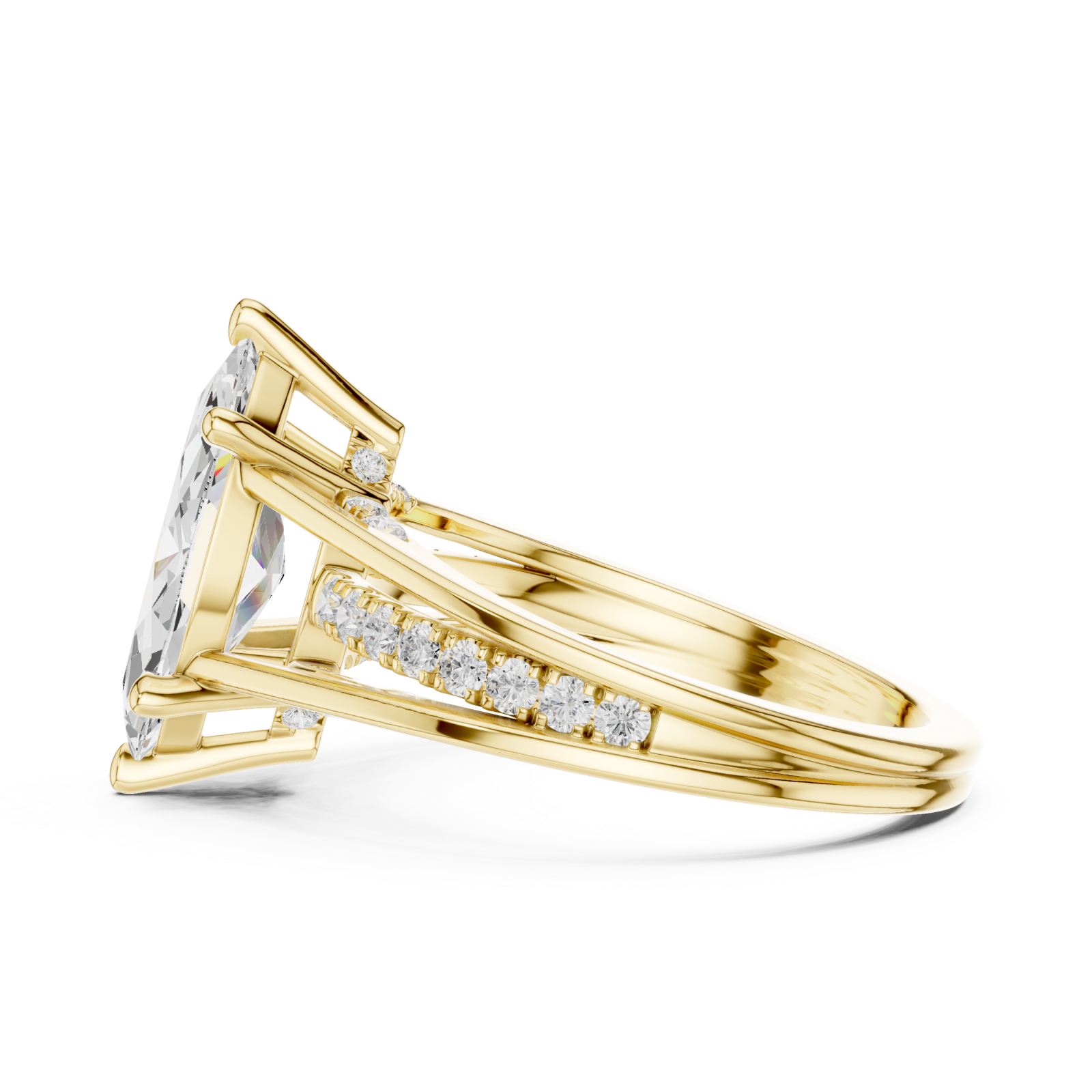  Gold Whispering Elegance Marquise Solitaire Ring Side View
