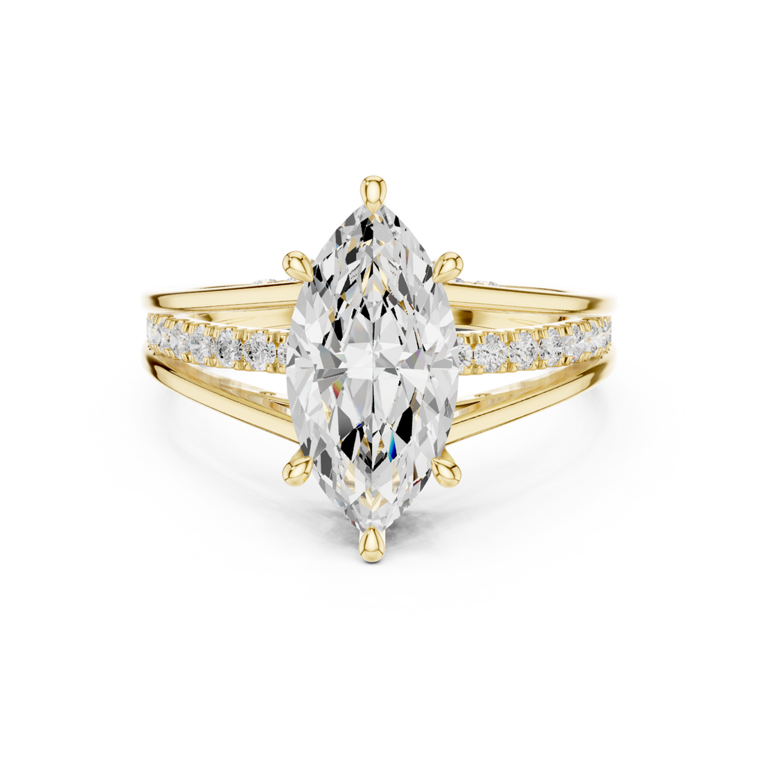 Gold Whispering Elegance Marquise Solitaire Ring Right View